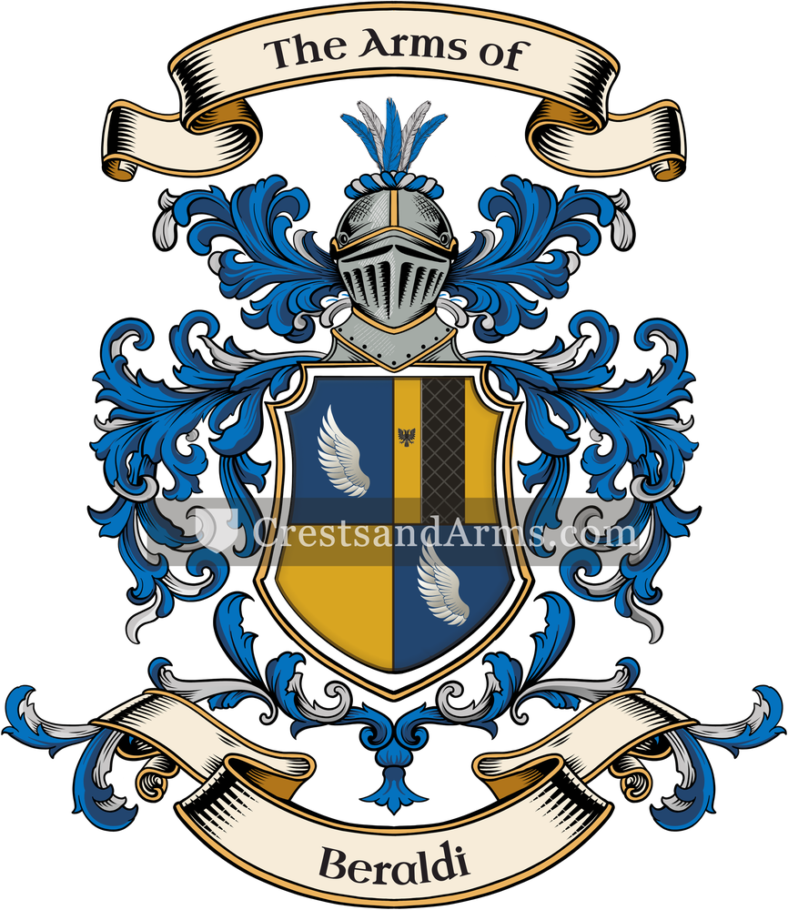 The Beraldi coat of arms, drawn from the recorded blazon