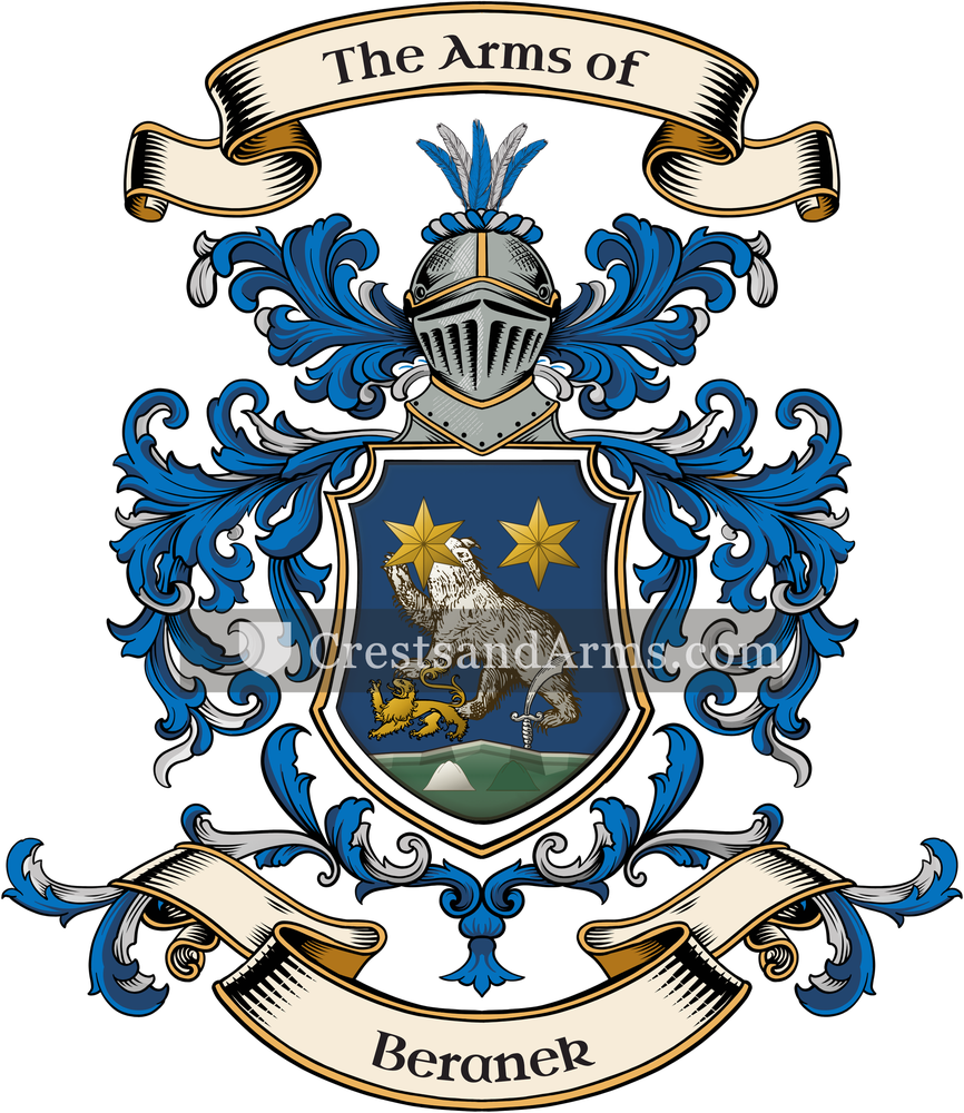 The Beranek coat of arms, drawn from the recorded blazon