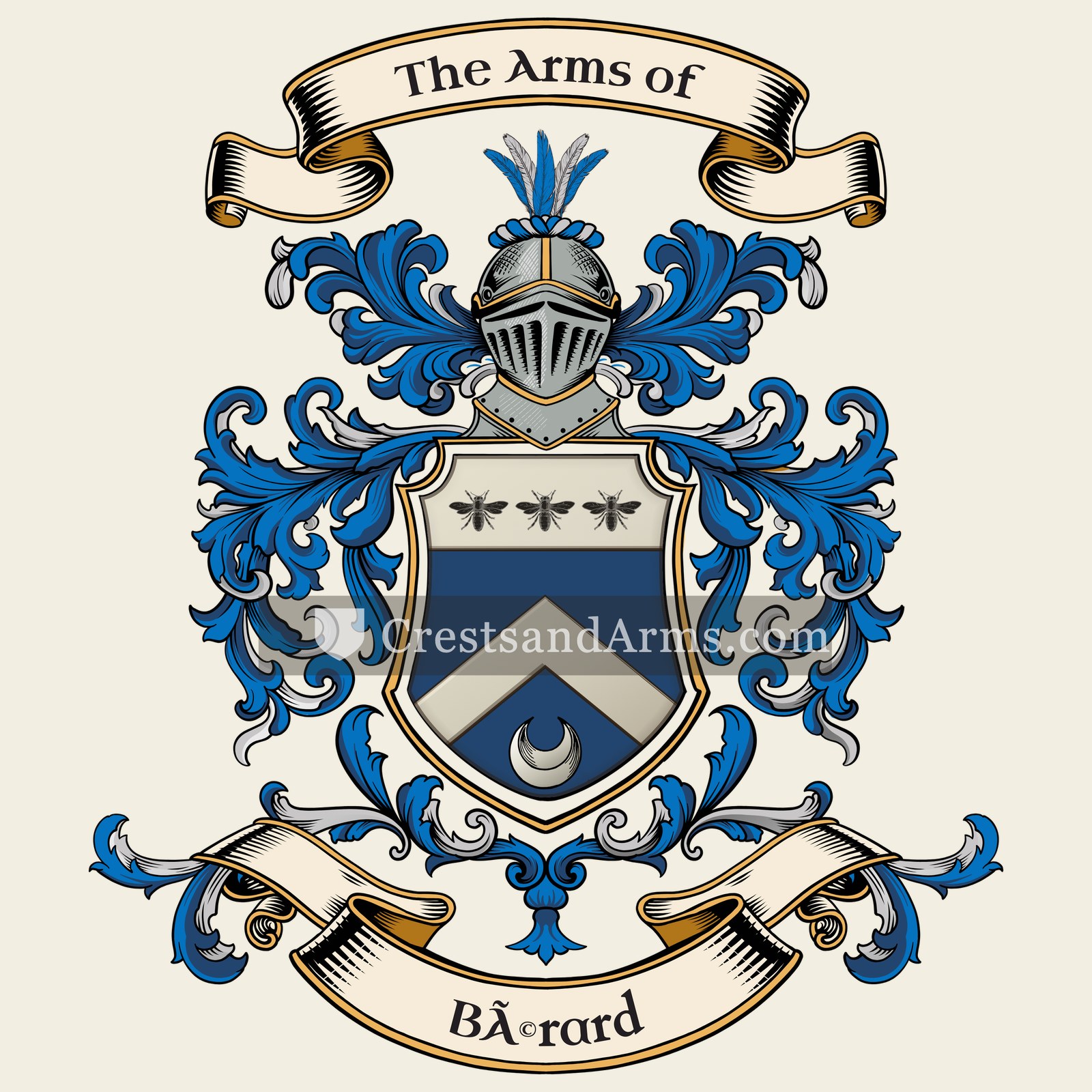 The Bérard coat of arms, drawn from the recorded blazon