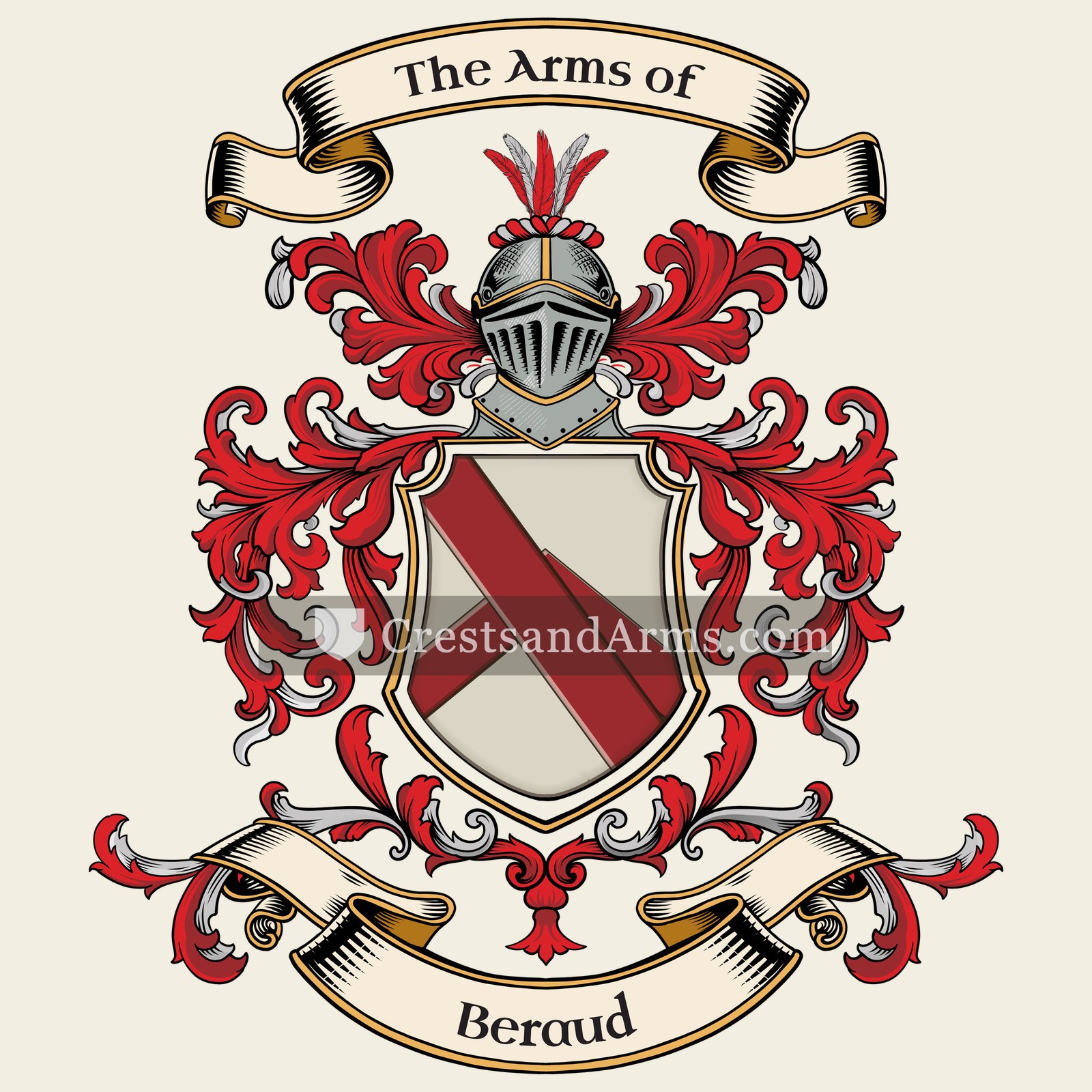 The Beraud coat of arms, drawn from the recorded blazon