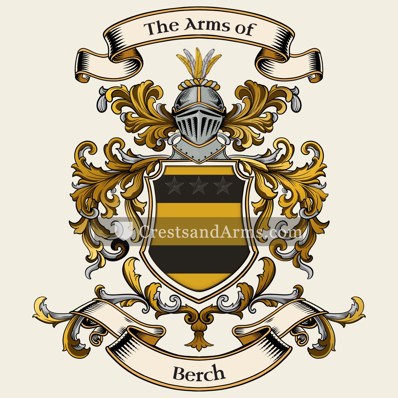 The Berch coat of arms, drawn from the recorded blazon