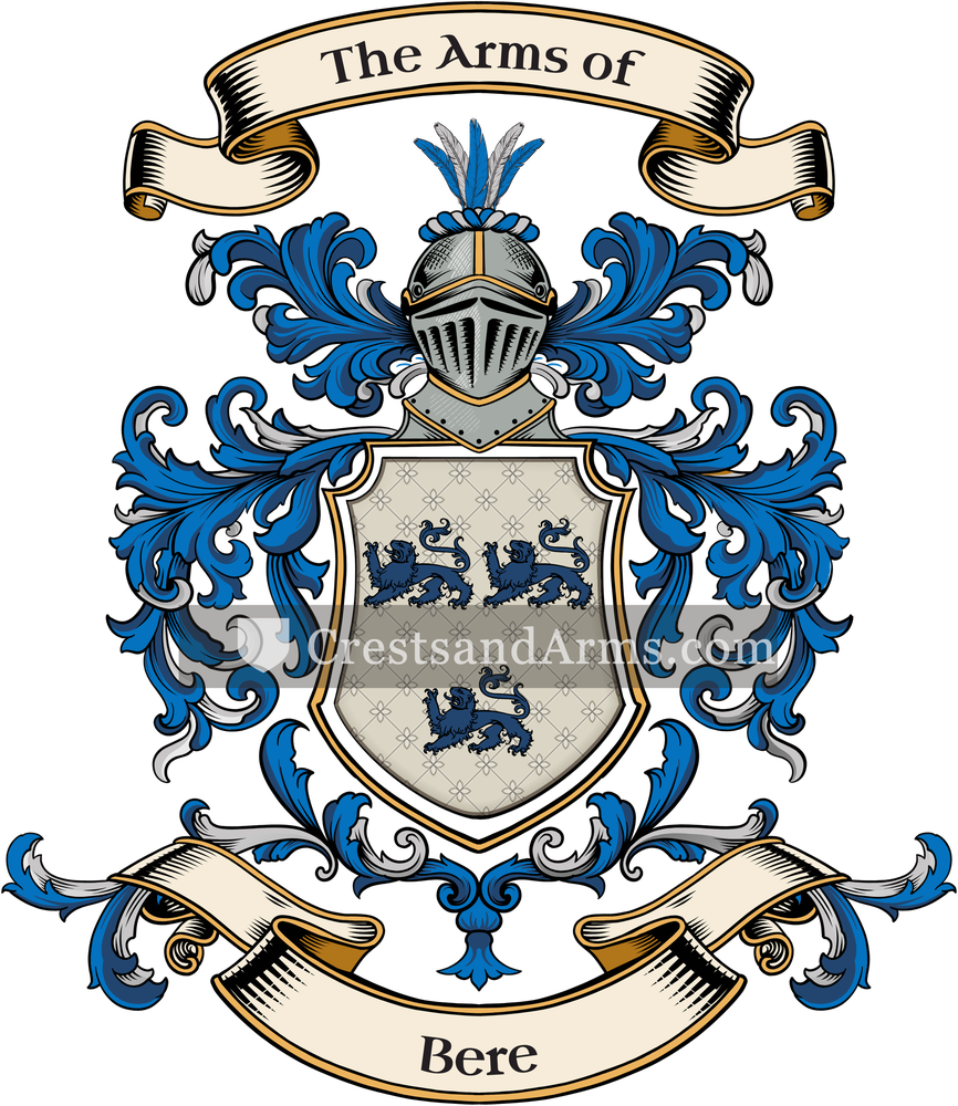 The Bere coat of arms, drawn from the recorded blazon