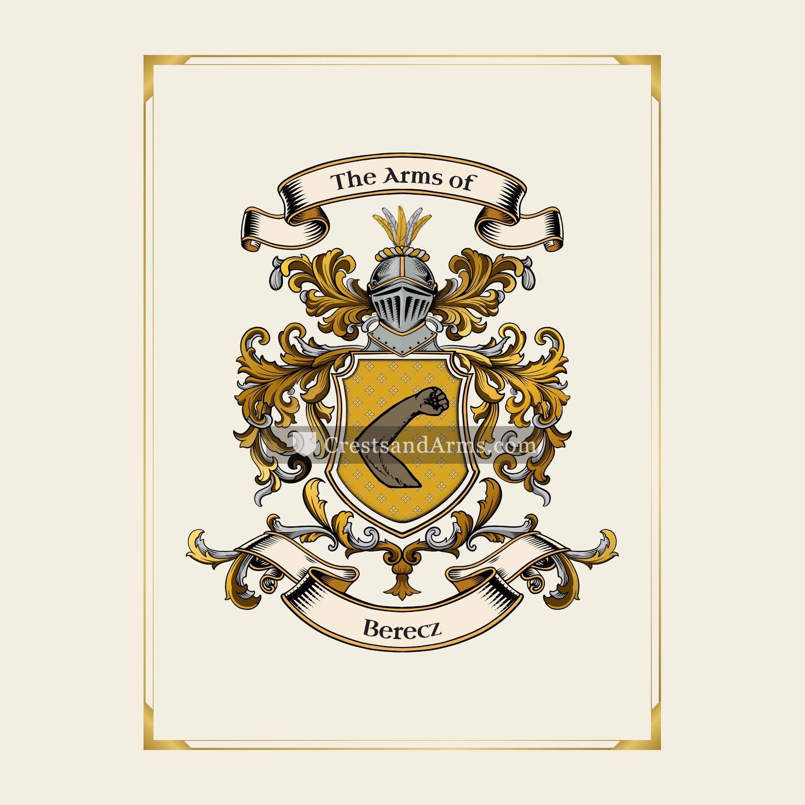 With gold border