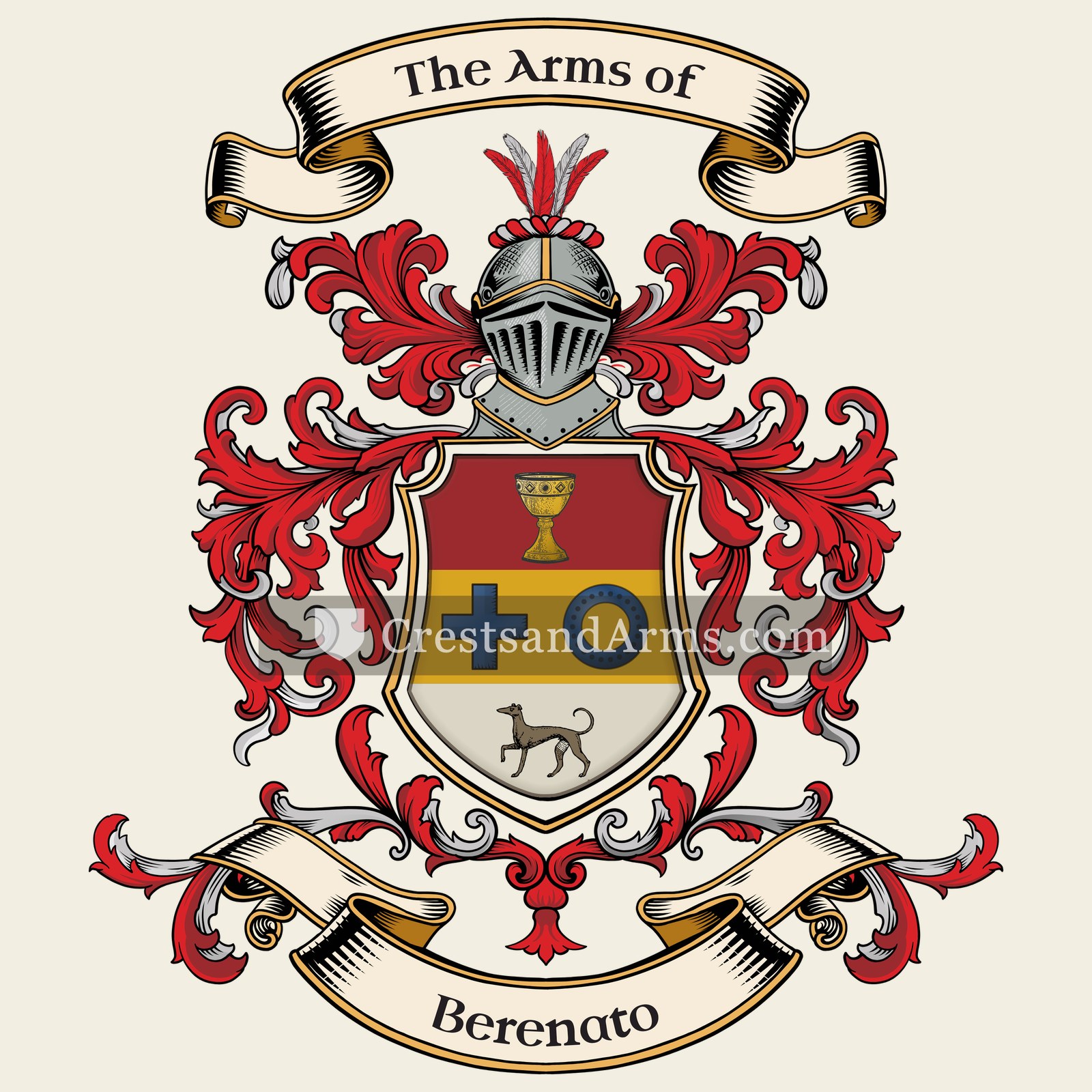 The Berenato coat of arms, drawn from the recorded blazon
