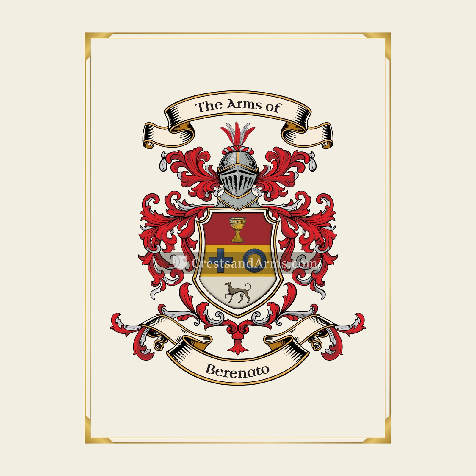 With gold border