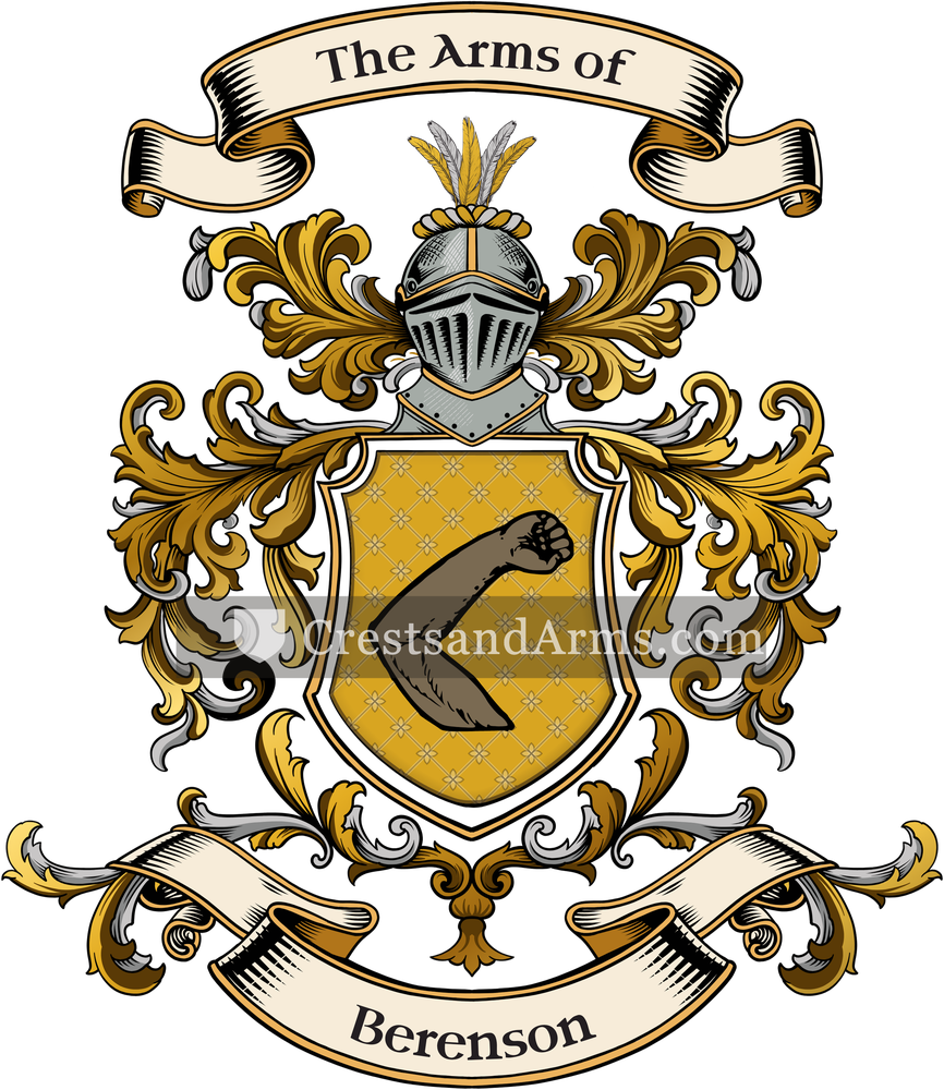The Berenson coat of arms, drawn from the recorded blazon