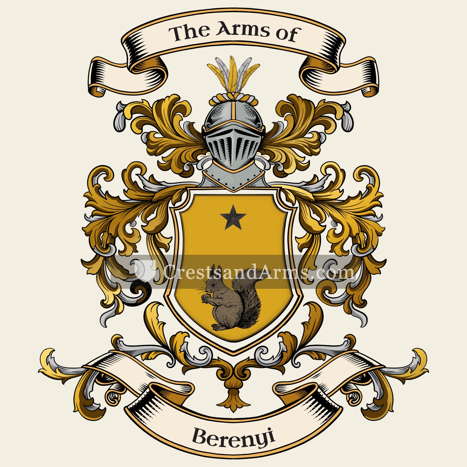 The Berenyi coat of arms, drawn from the recorded blazon