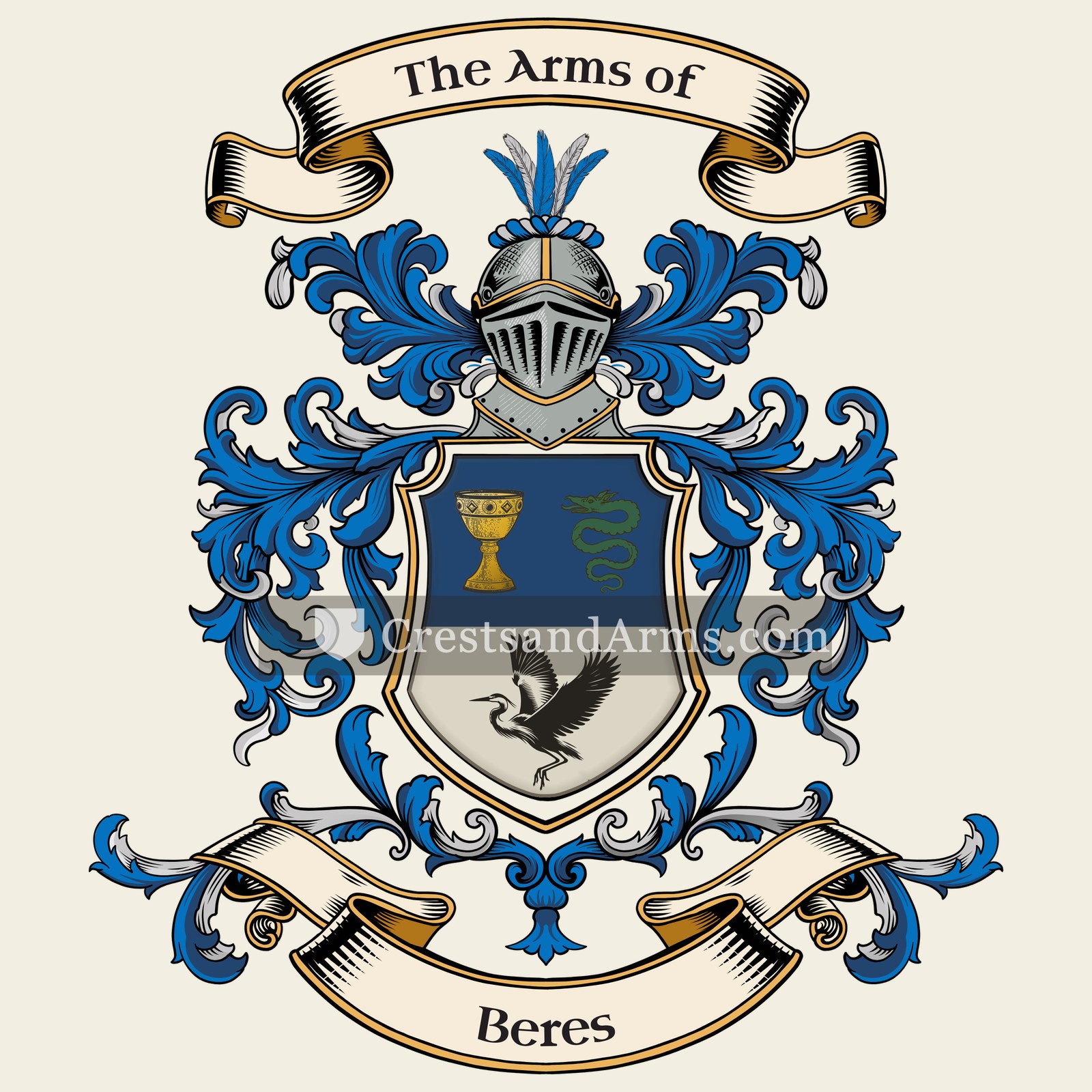 The Beres coat of arms, drawn from the recorded blazon