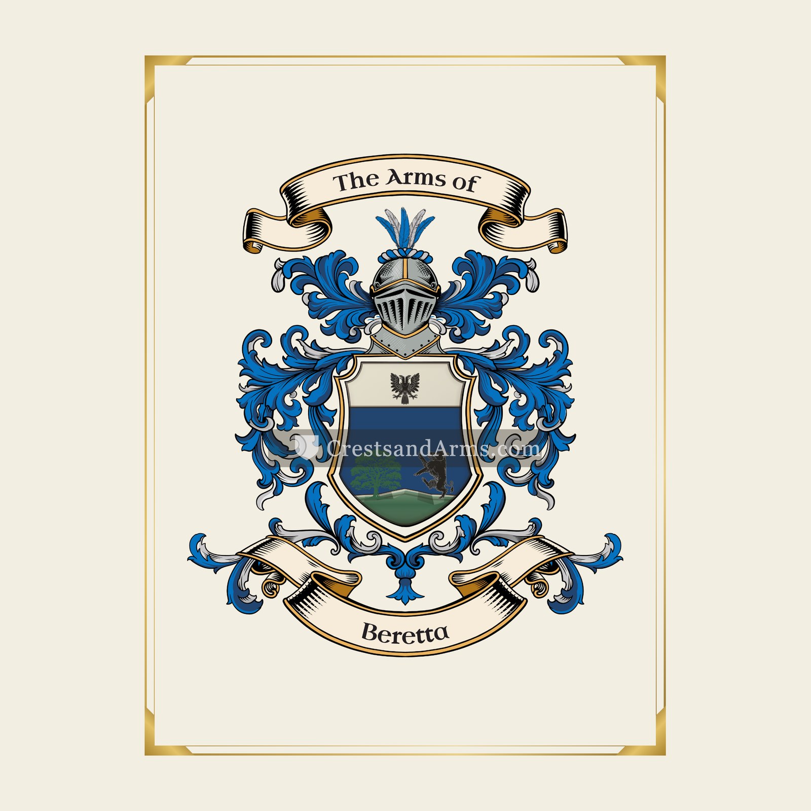 With gold border