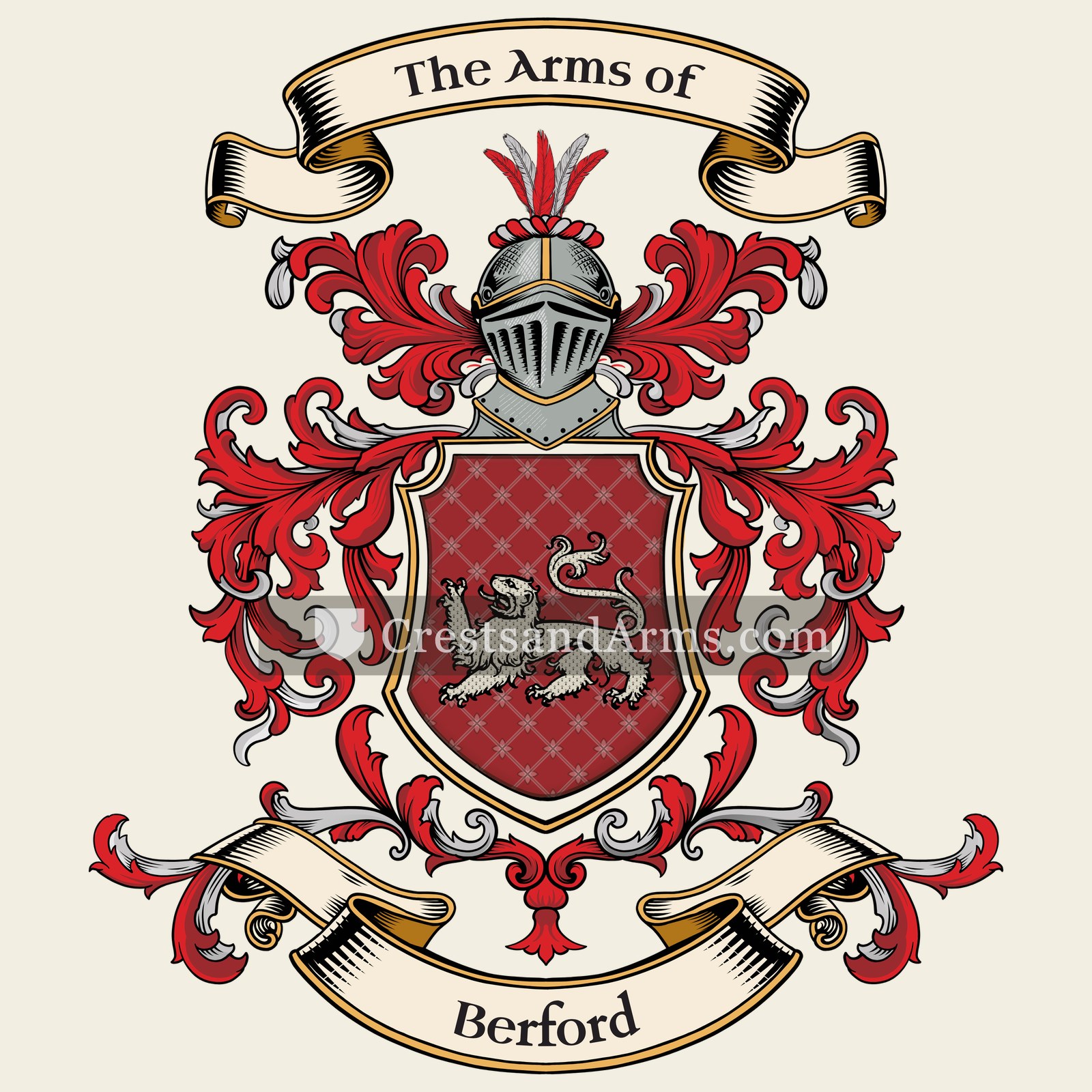 The Berford coat of arms, drawn from the recorded blazon