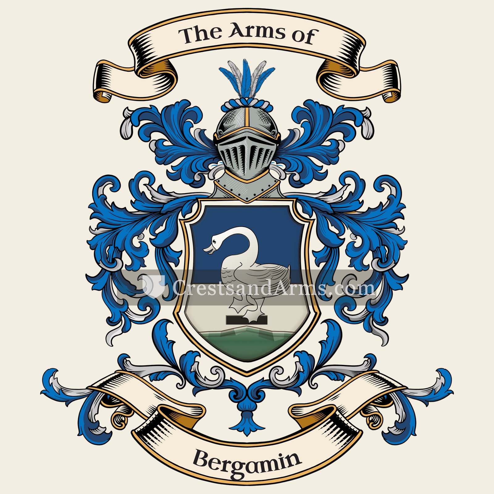 The Bergamin coat of arms, drawn from the recorded blazon
