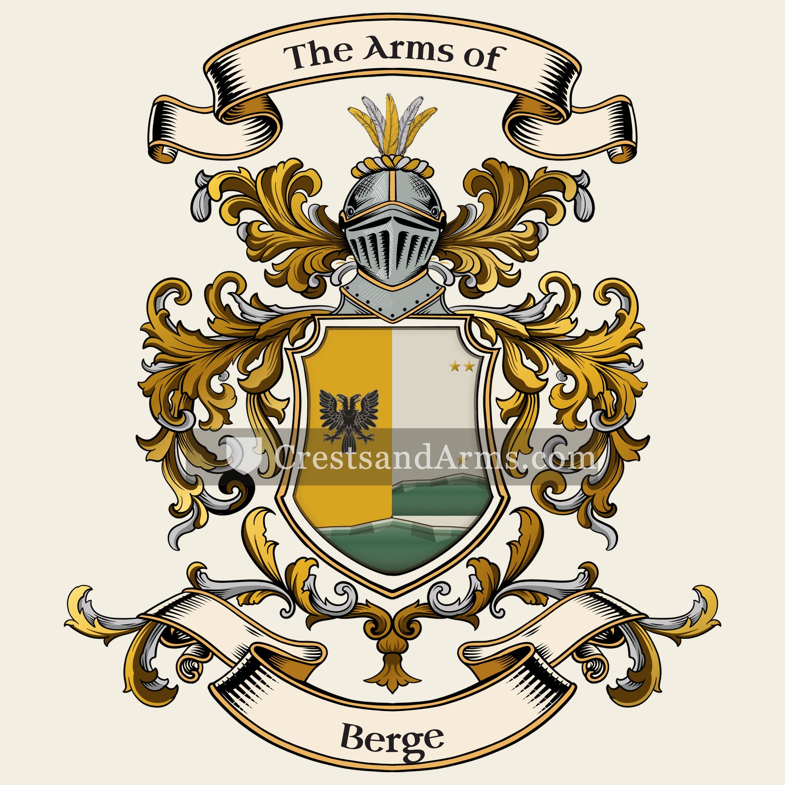 The Berge coat of arms, drawn from the recorded blazon