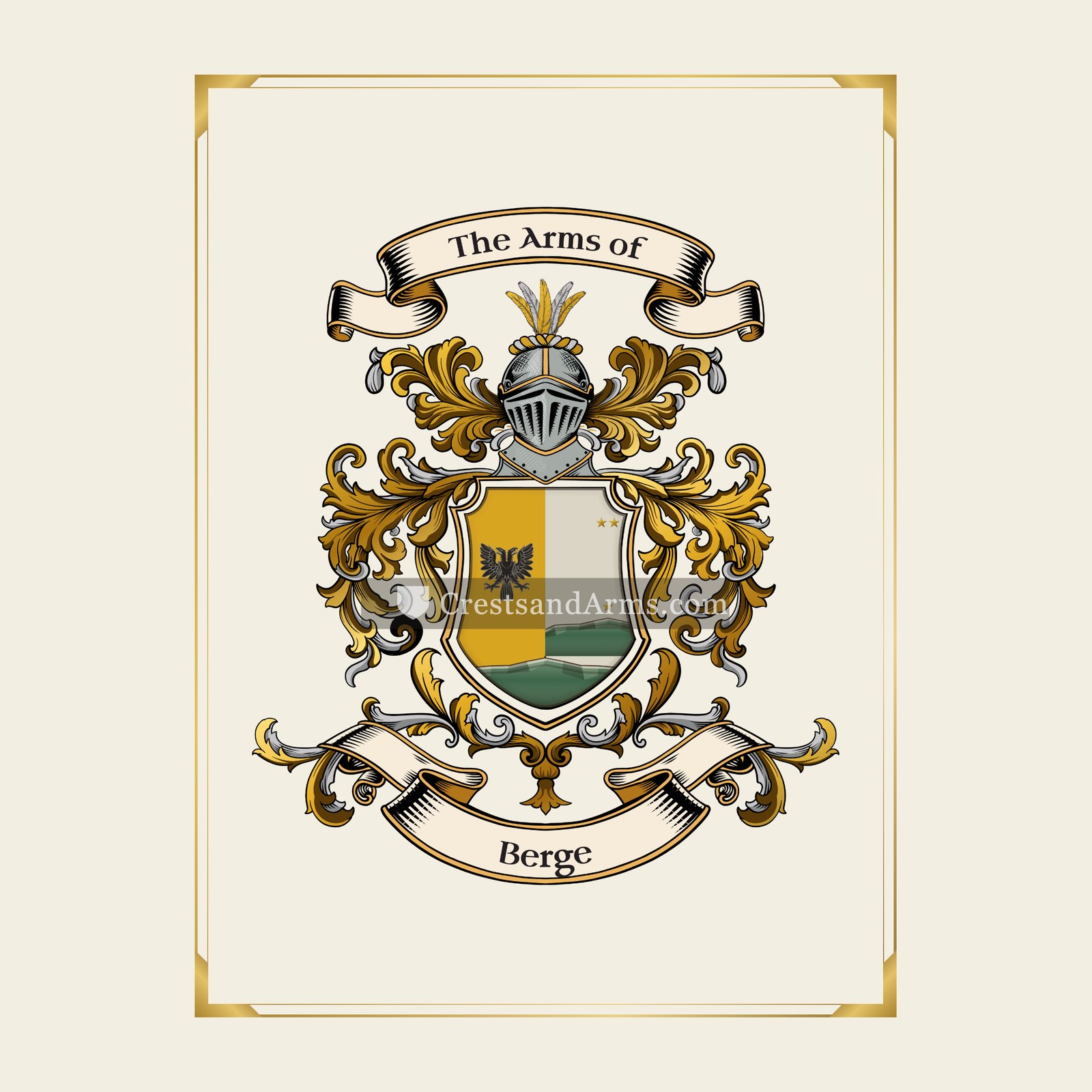 With gold border