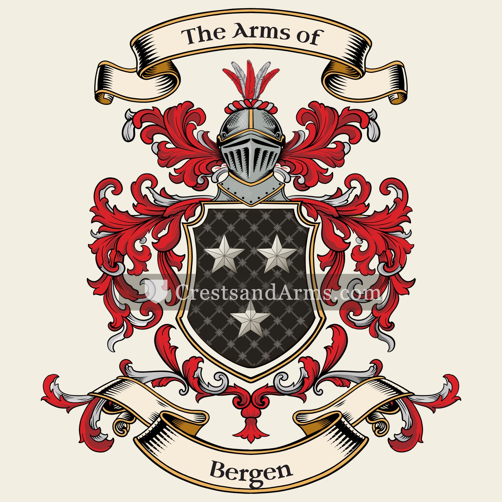 The Bergen coat of arms, drawn from the recorded blazon