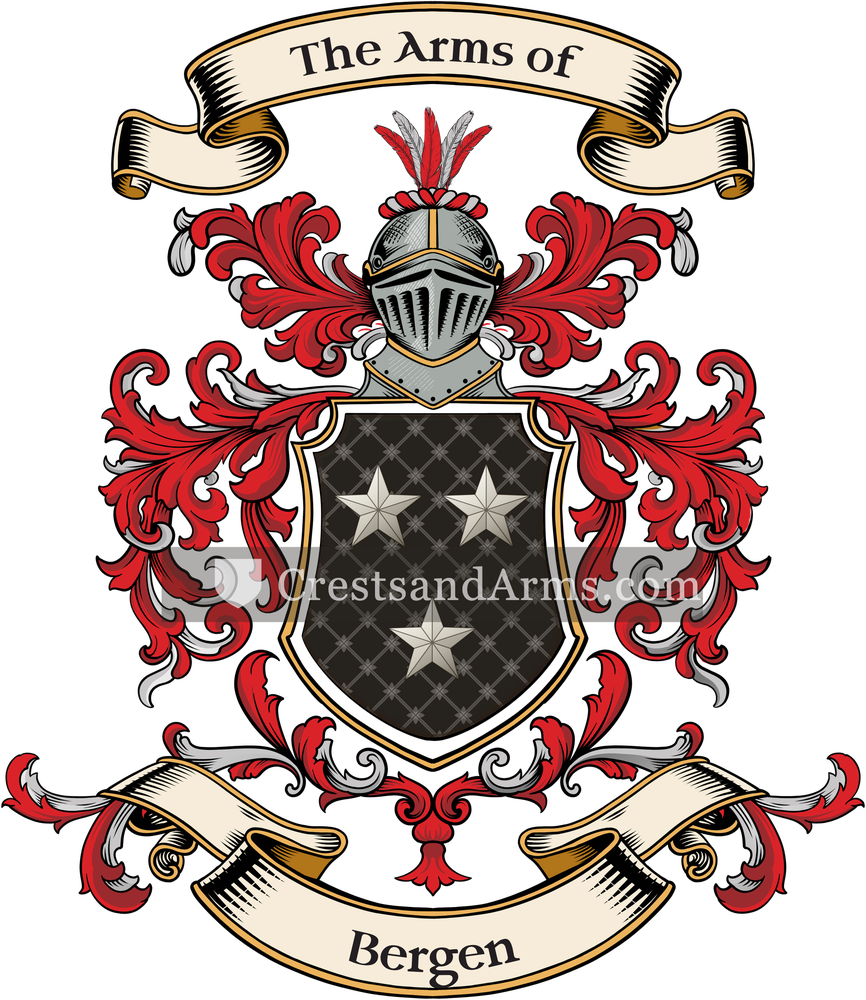 The Bergen coat of arms, drawn from the recorded blazon