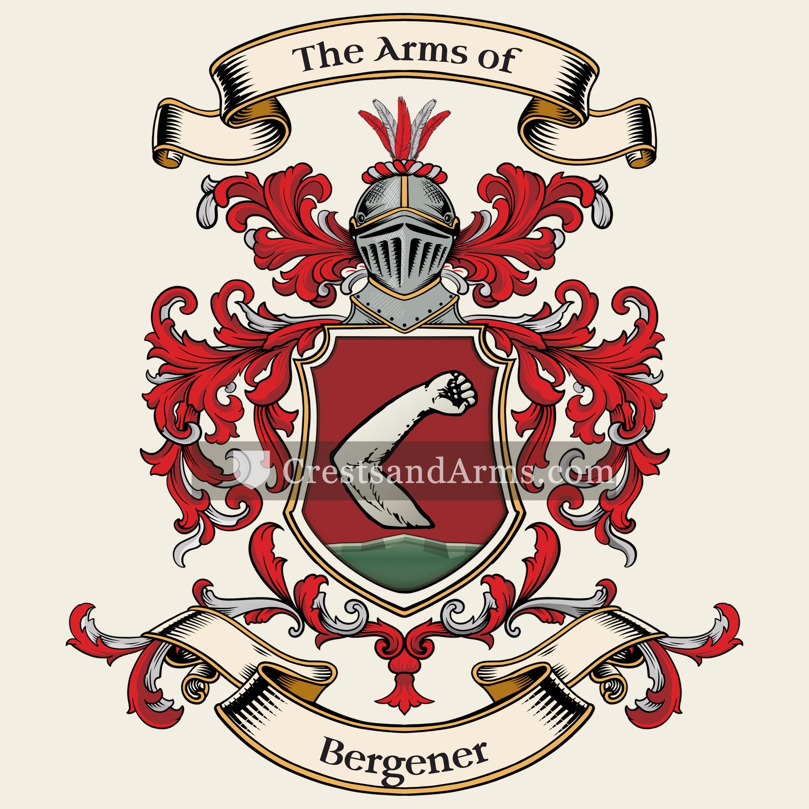The Bergener coat of arms, drawn from the recorded blazon