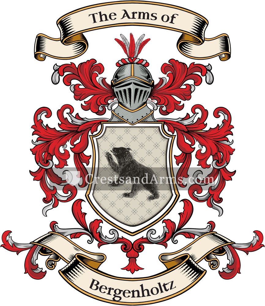 The Bergenholtz coat of arms, drawn from the recorded blazon