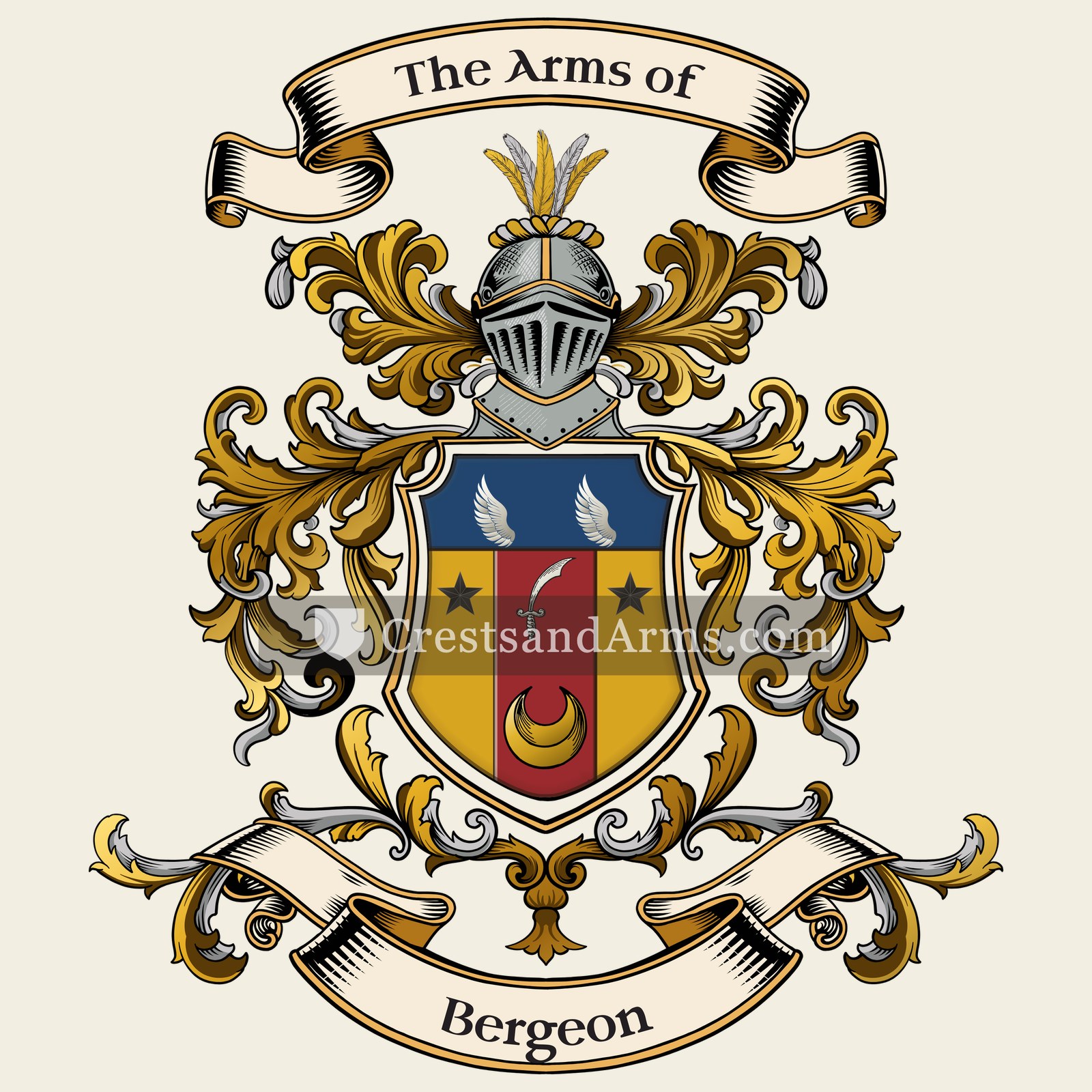 The Bergeon coat of arms, drawn from the recorded blazon