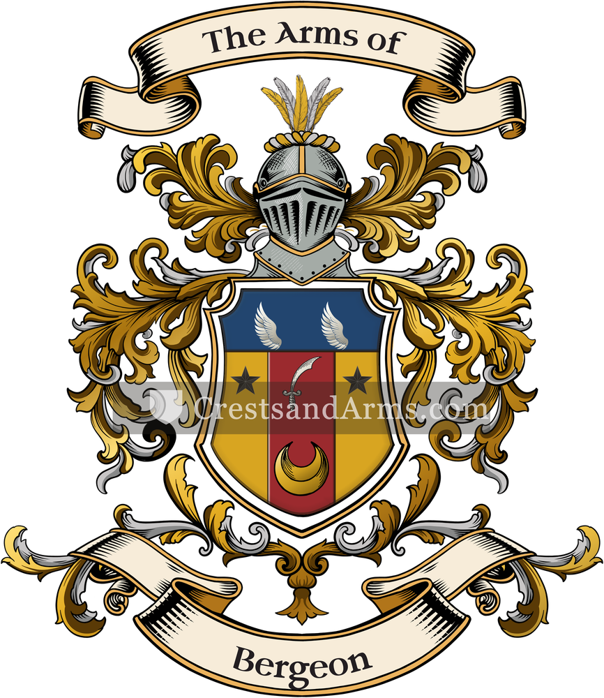 The Bergeon coat of arms, drawn from the recorded blazon