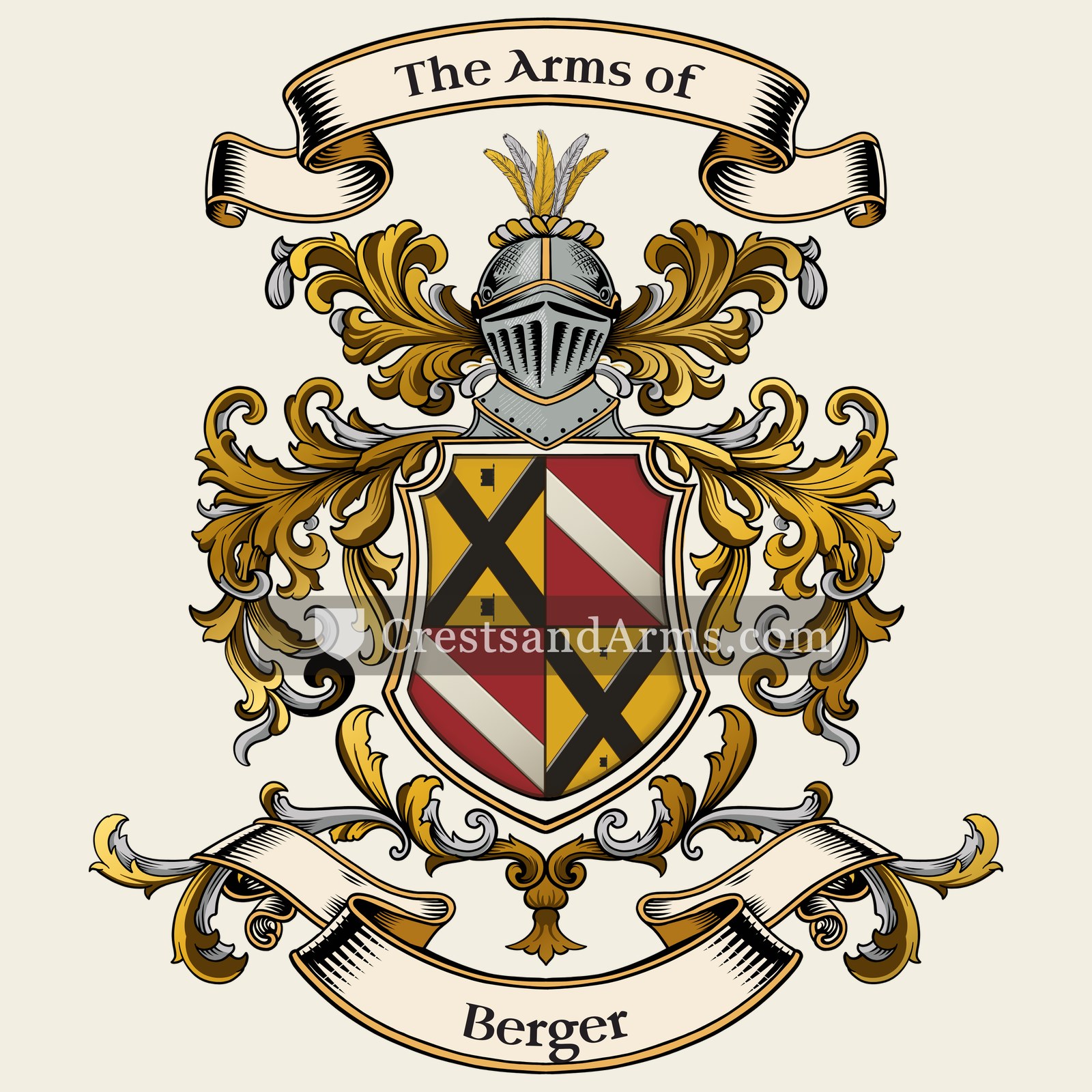 The Berger coat of arms, drawn from the recorded blazon