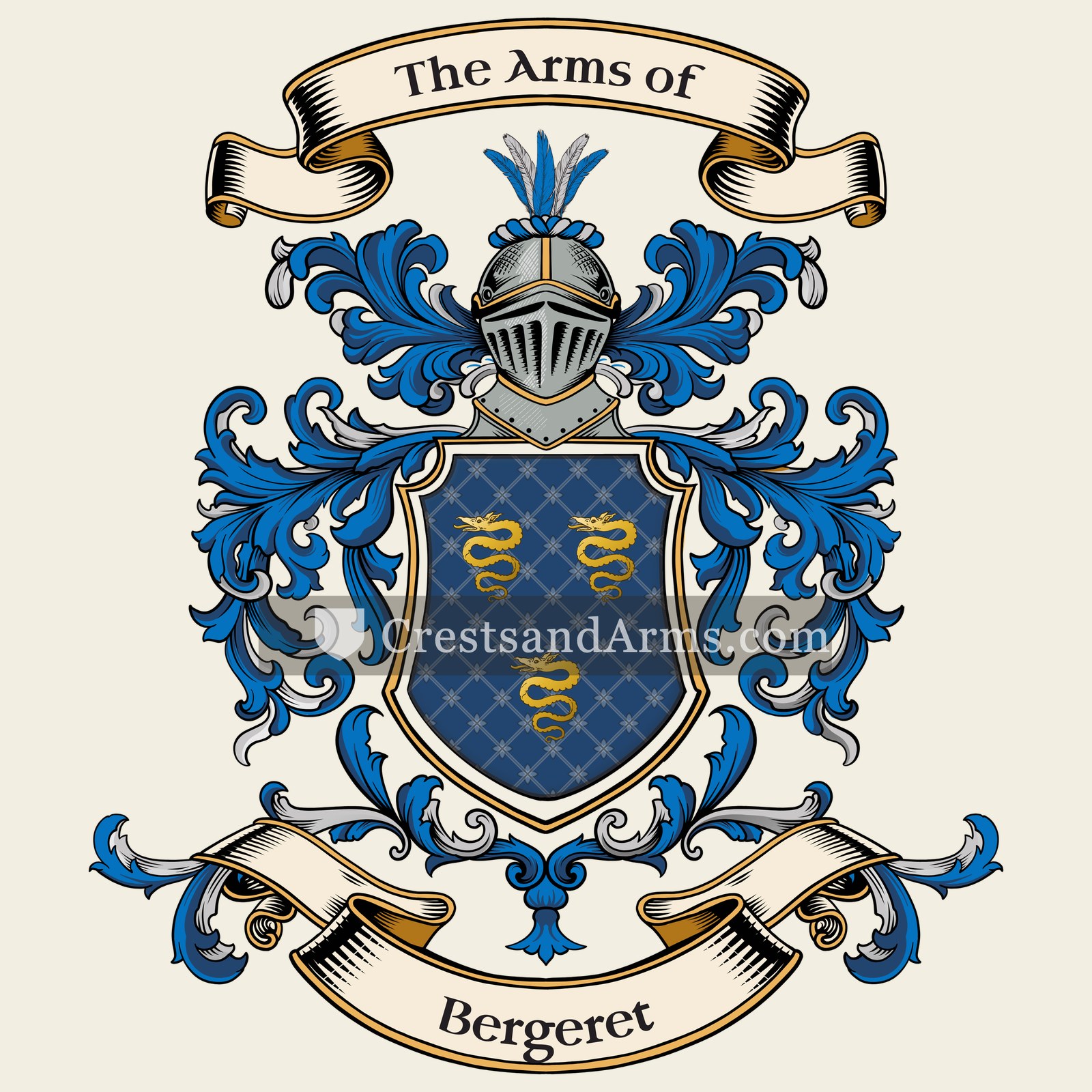 The Bergeret coat of arms, drawn from the recorded blazon