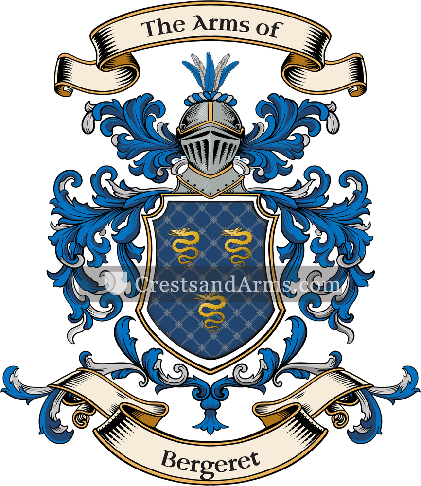 The Bergeret coat of arms, drawn from the recorded blazon