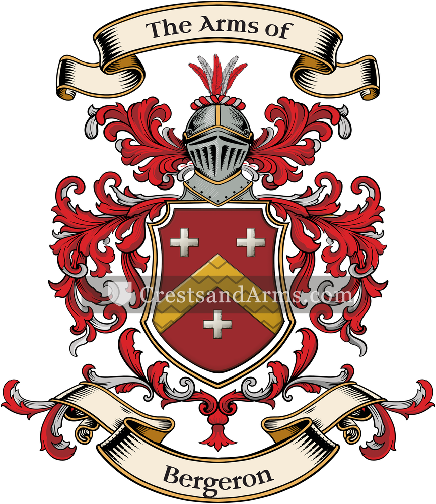 The Bergeron coat of arms, drawn from the recorded blazon