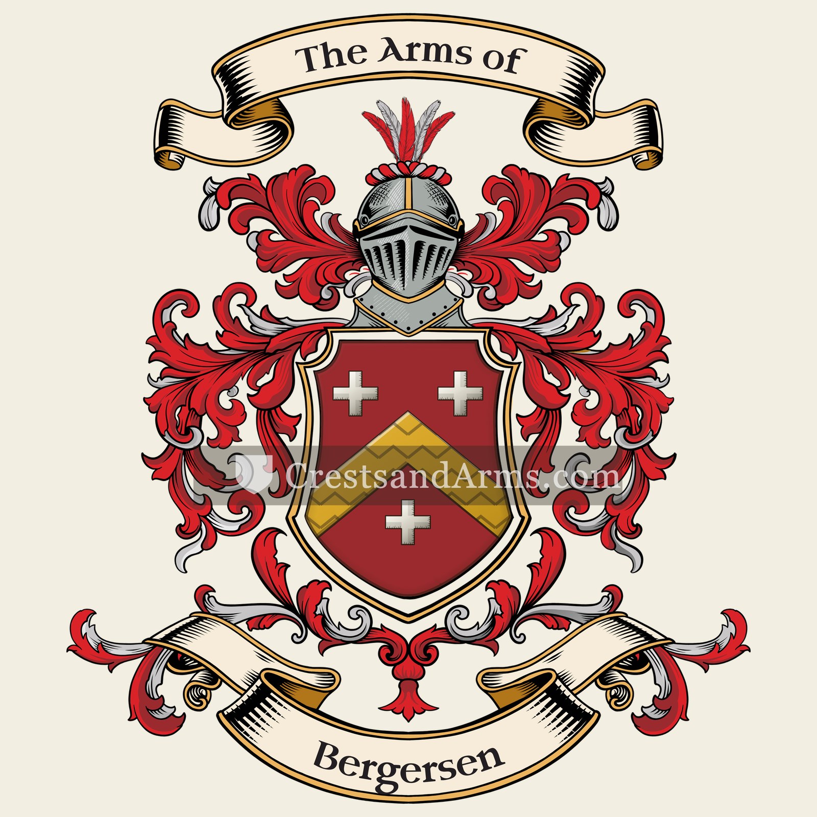 The Bergersen coat of arms, drawn from the recorded blazon