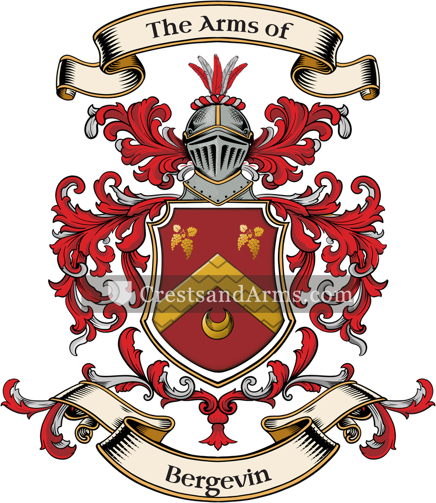 The Bergevin coat of arms, drawn from the recorded blazon