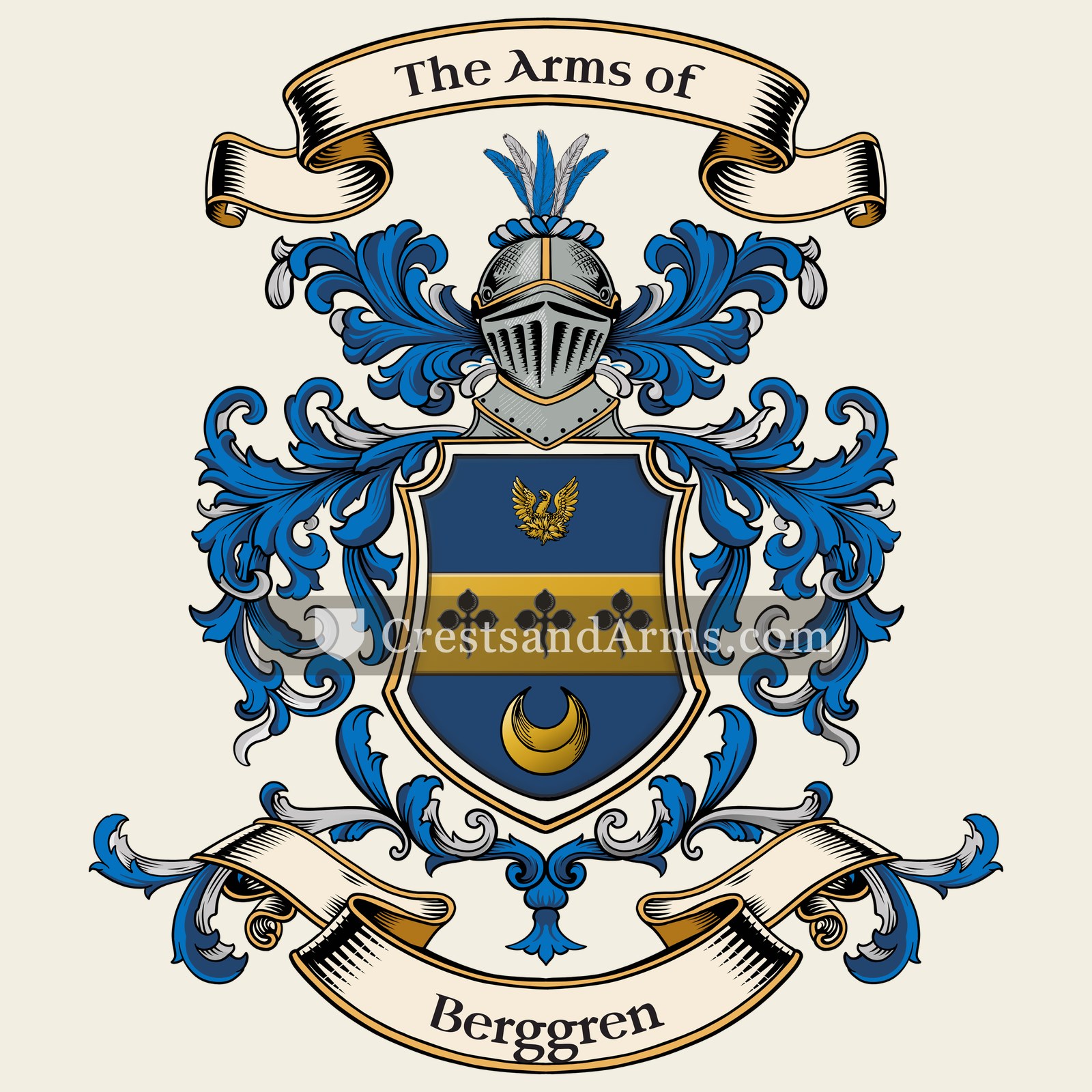 The Berggren coat of arms, drawn from the recorded blazon