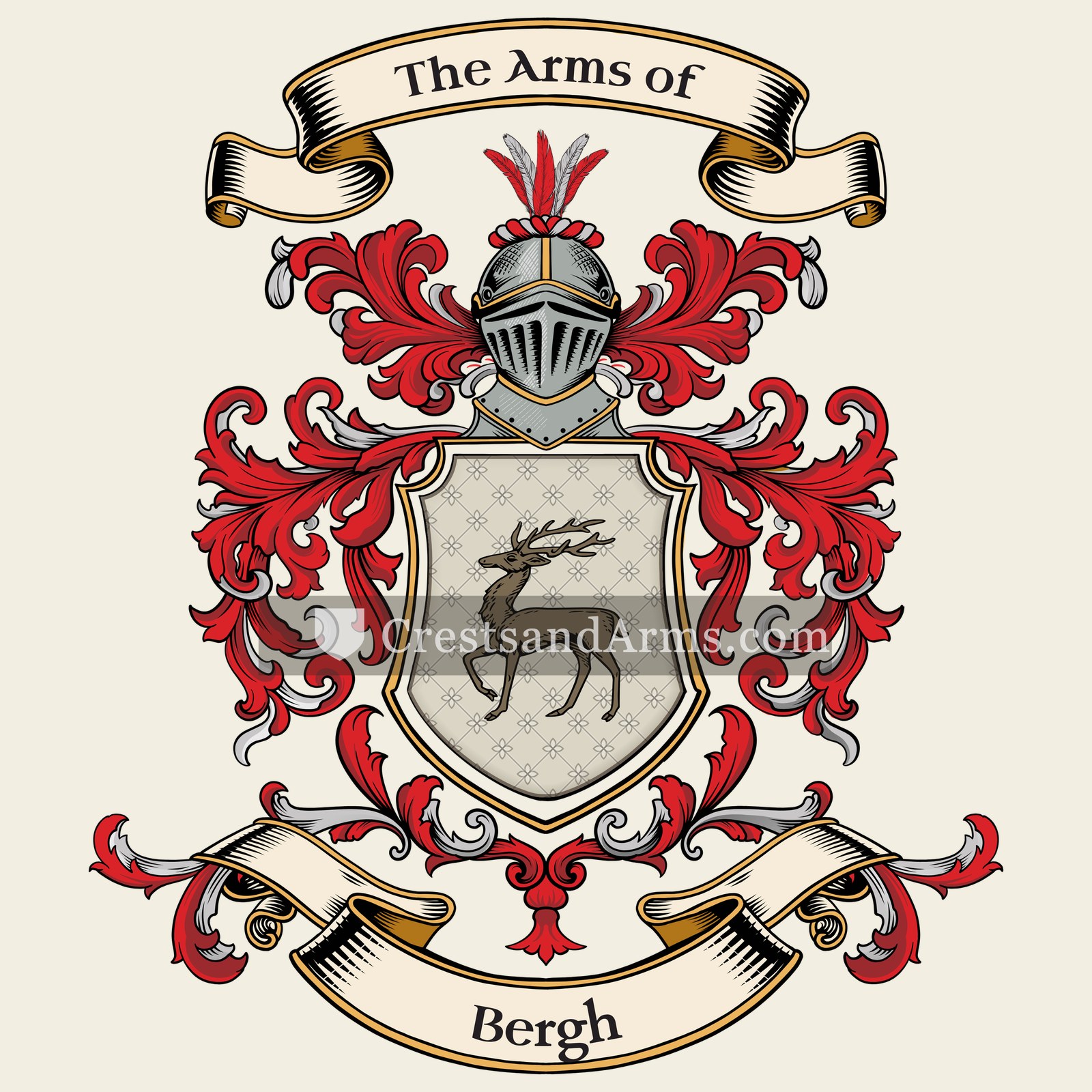 The Bergh coat of arms, drawn from the recorded blazon