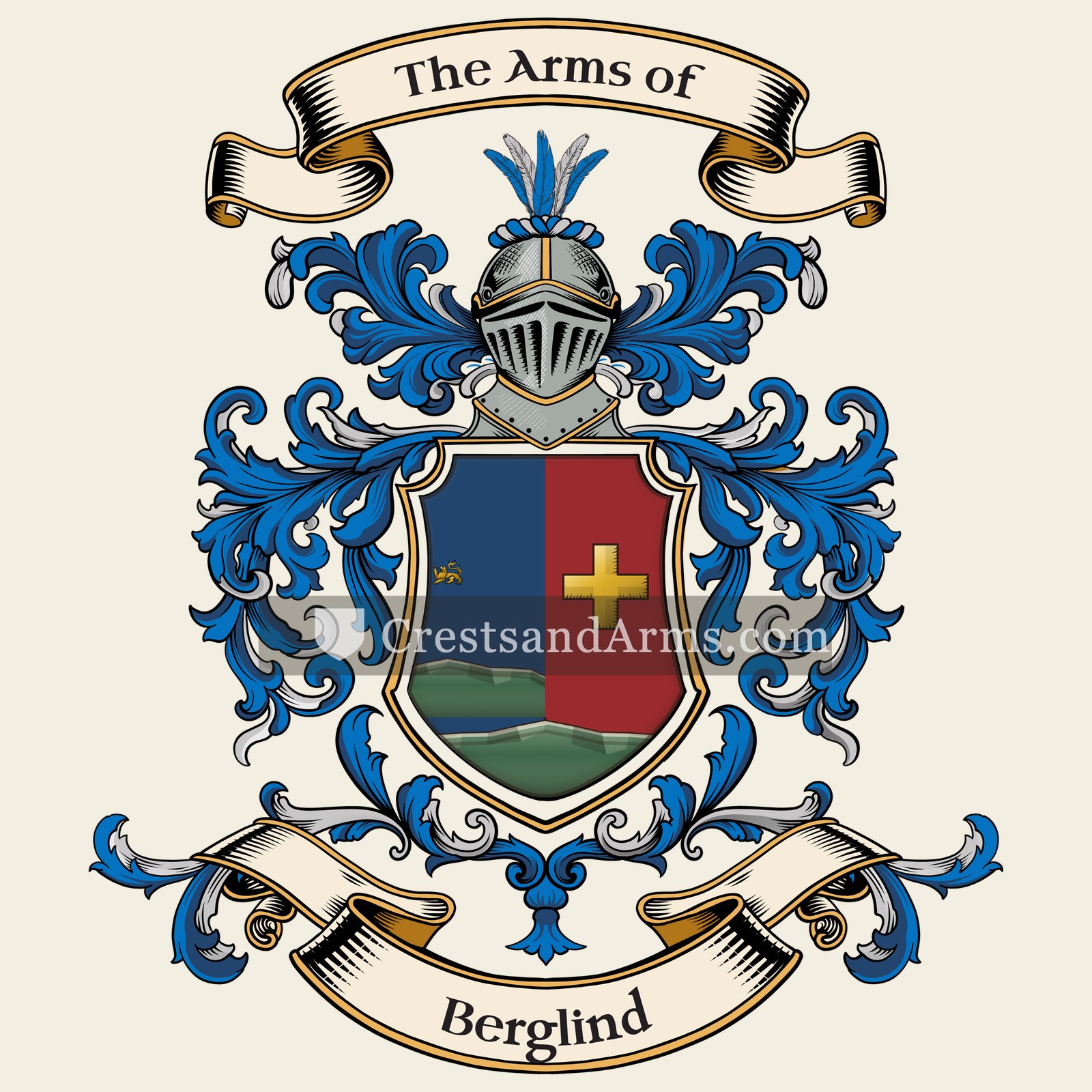 The Berglind coat of arms, drawn from the recorded blazon