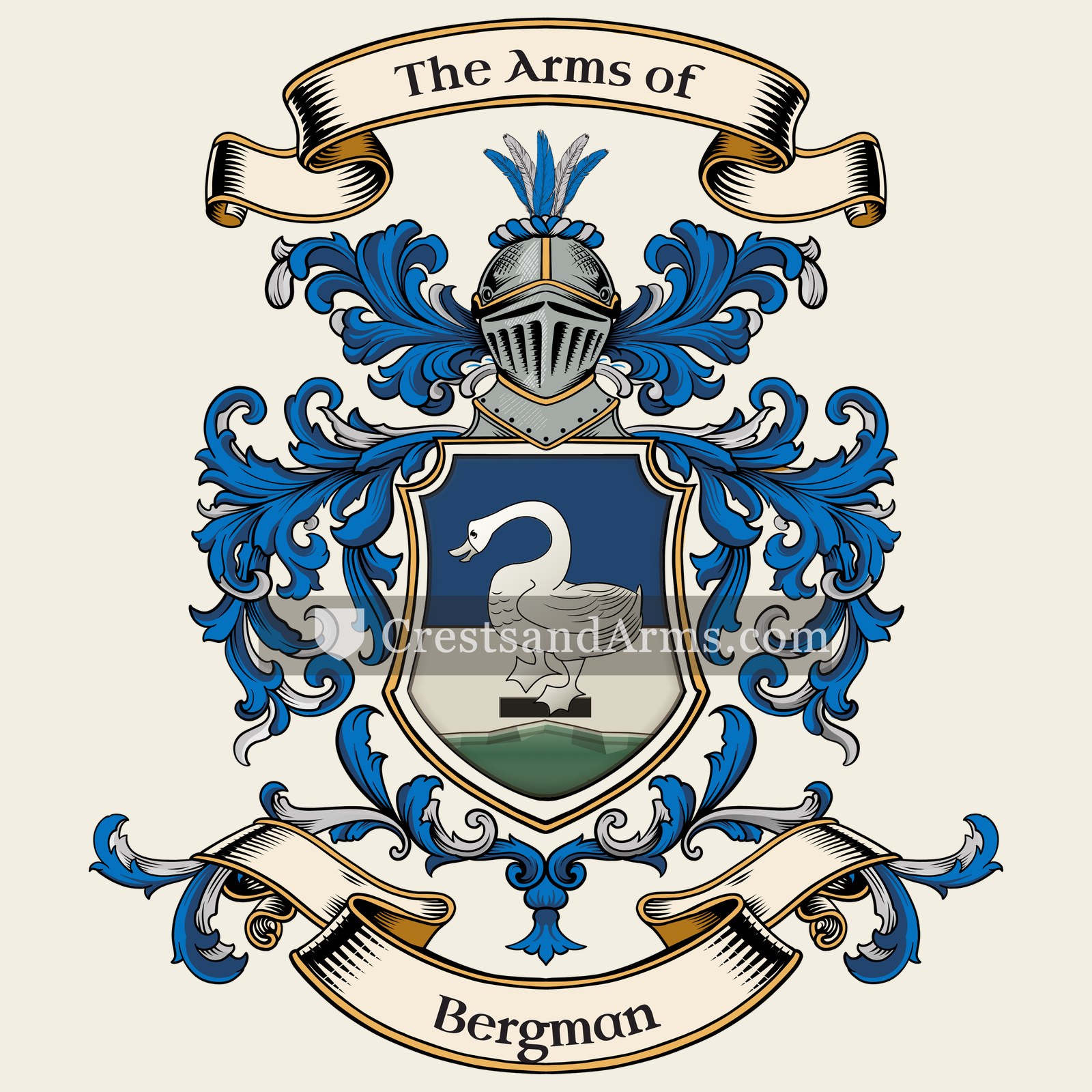 The Bergman coat of arms, drawn from the recorded blazon
