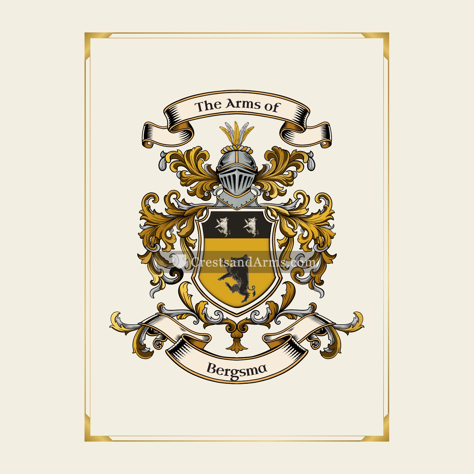 With gold border