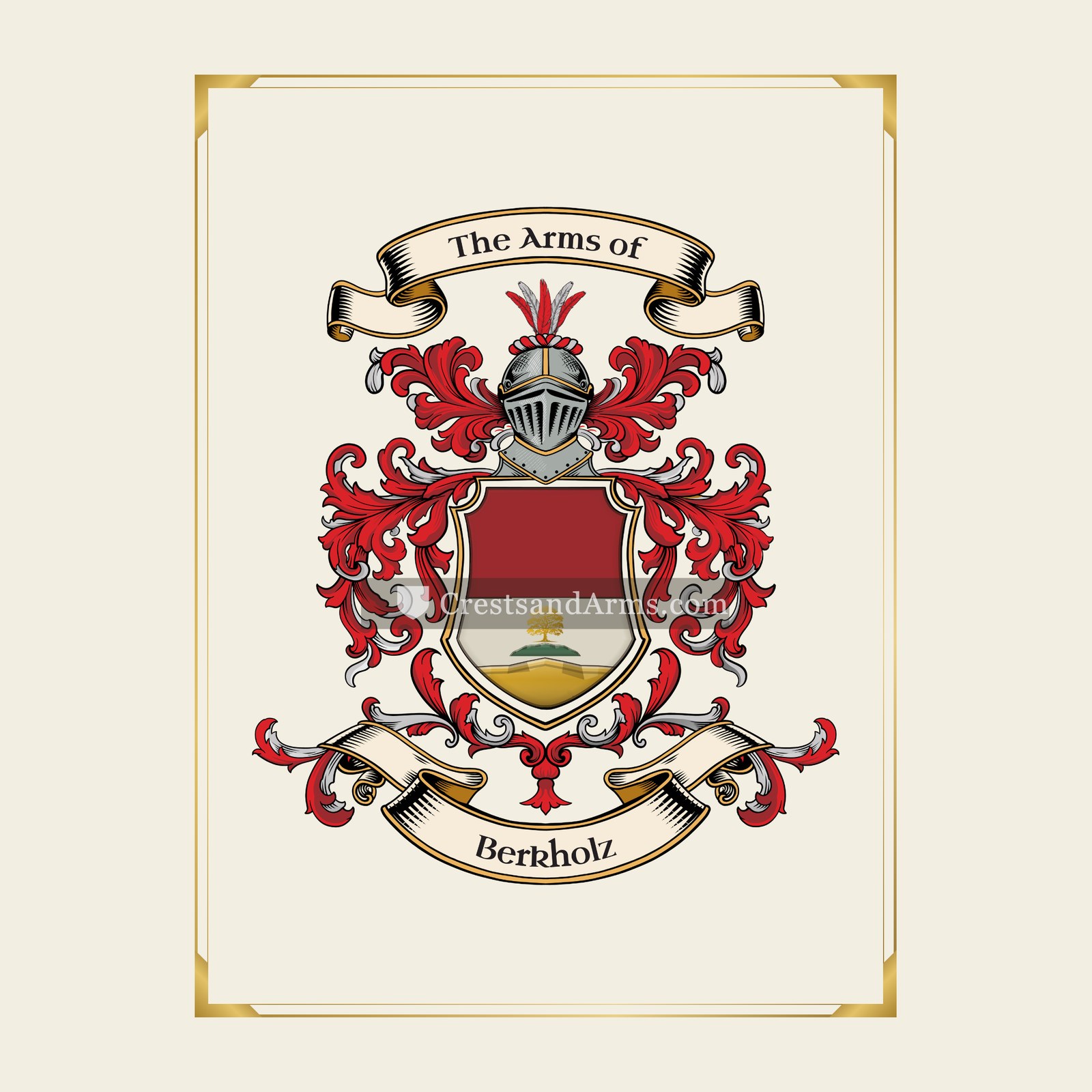 With gold border