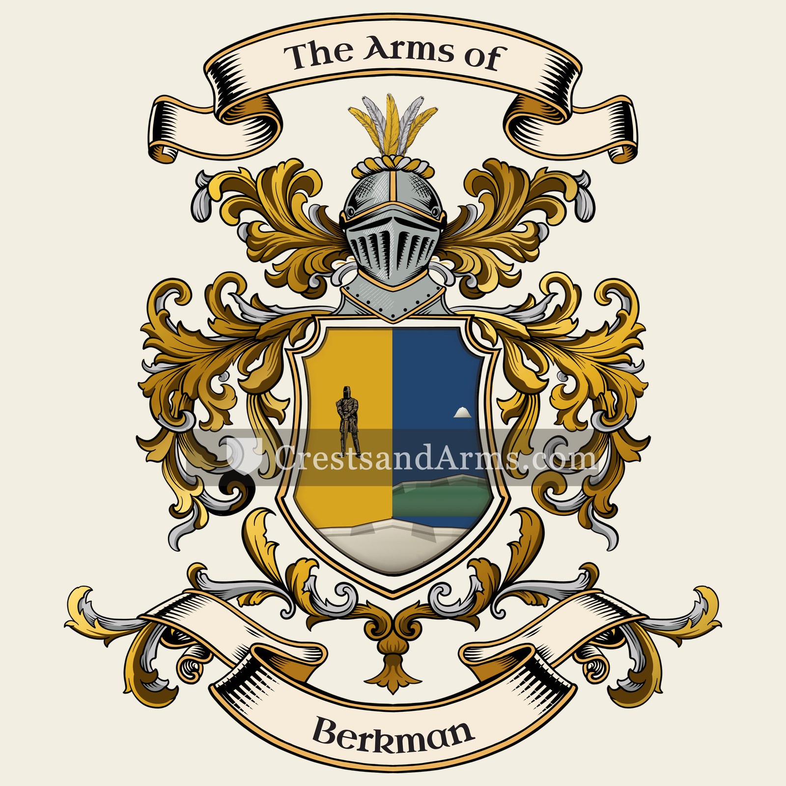 The Berkman coat of arms, drawn from the recorded blazon