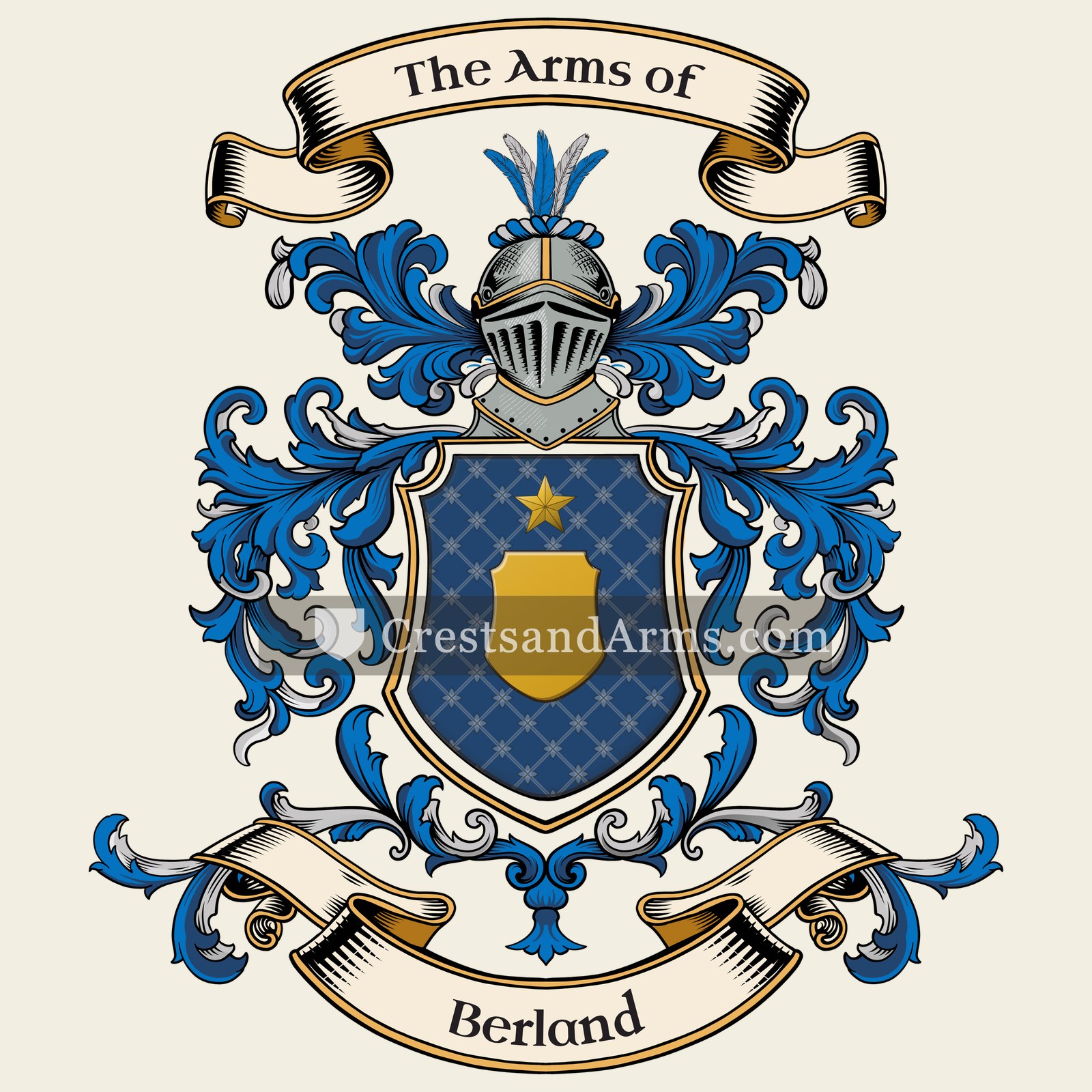 The Berland coat of arms, drawn from the recorded blazon