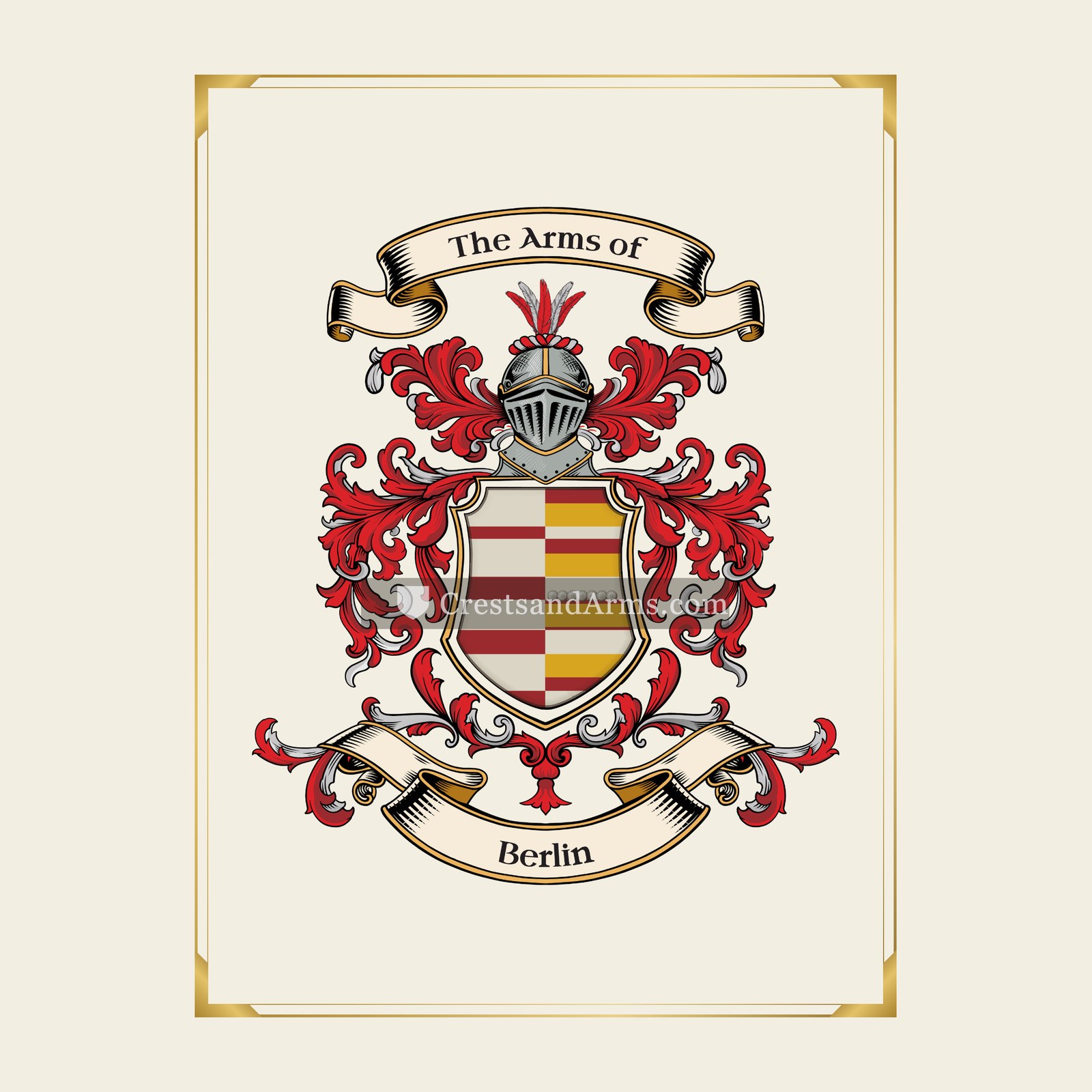 With gold border