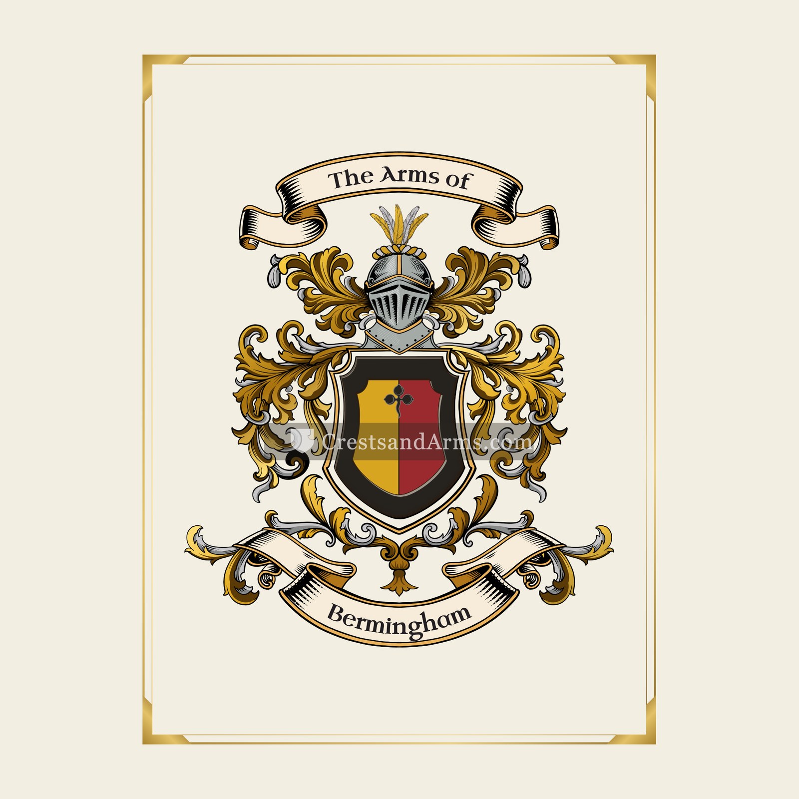 With gold border
