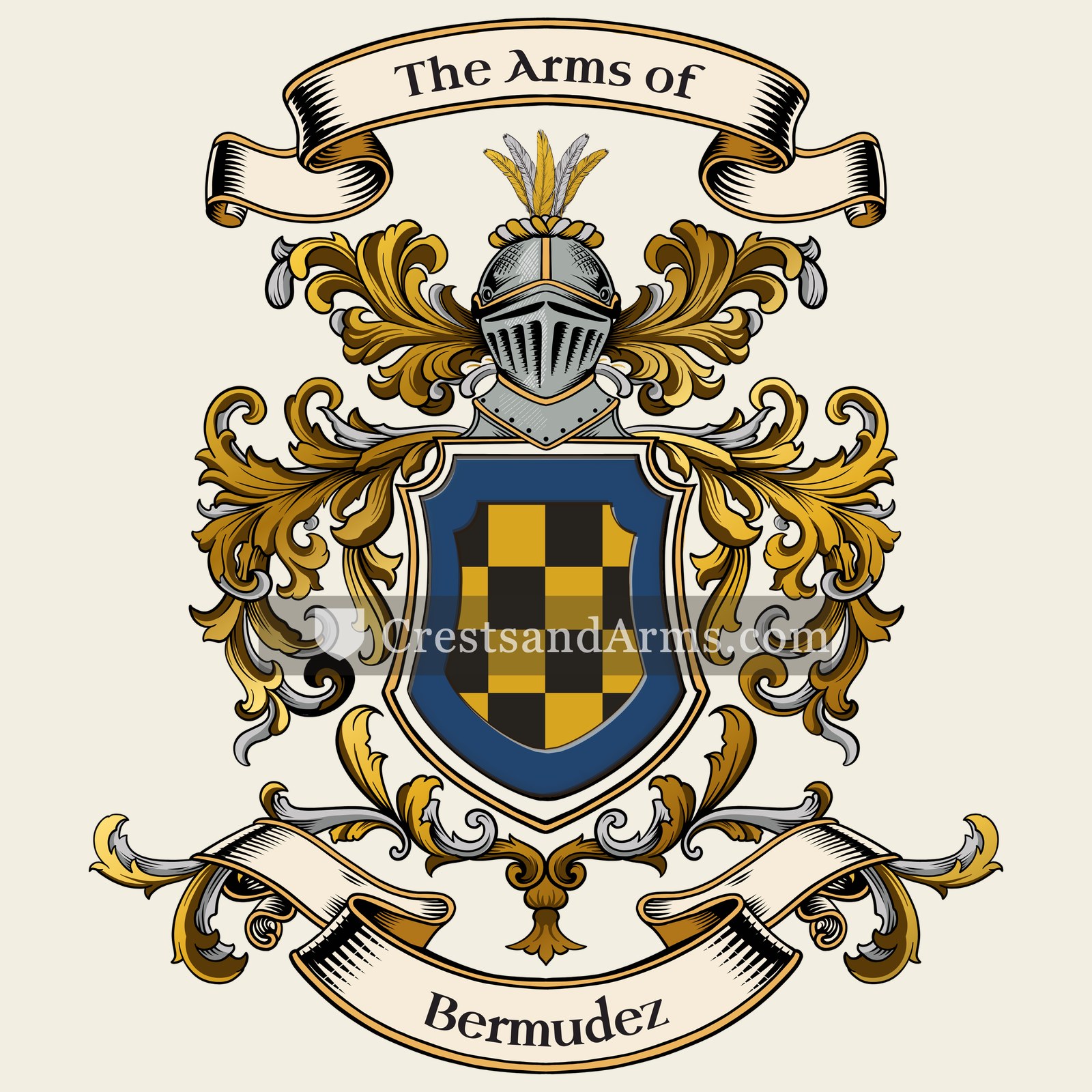 The Bermudez coat of arms, drawn from the recorded blazon