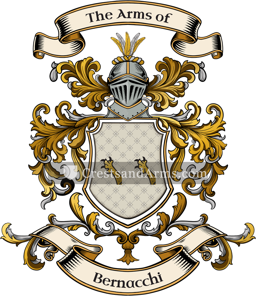 The Bernacchi coat of arms, drawn from the recorded blazon