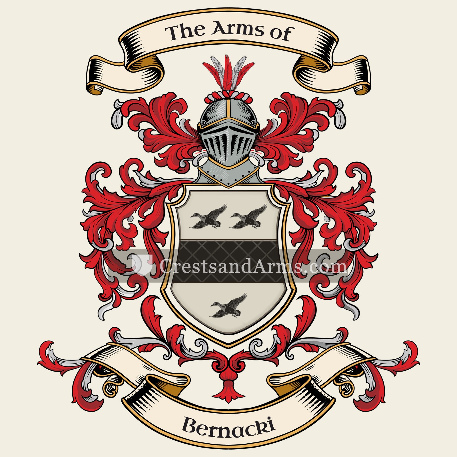 The Bernacki coat of arms, drawn from the recorded blazon