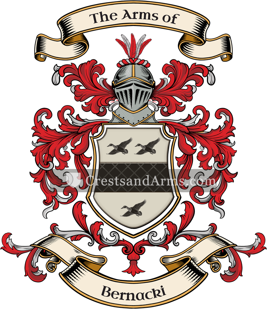 The Bernacki coat of arms, drawn from the recorded blazon