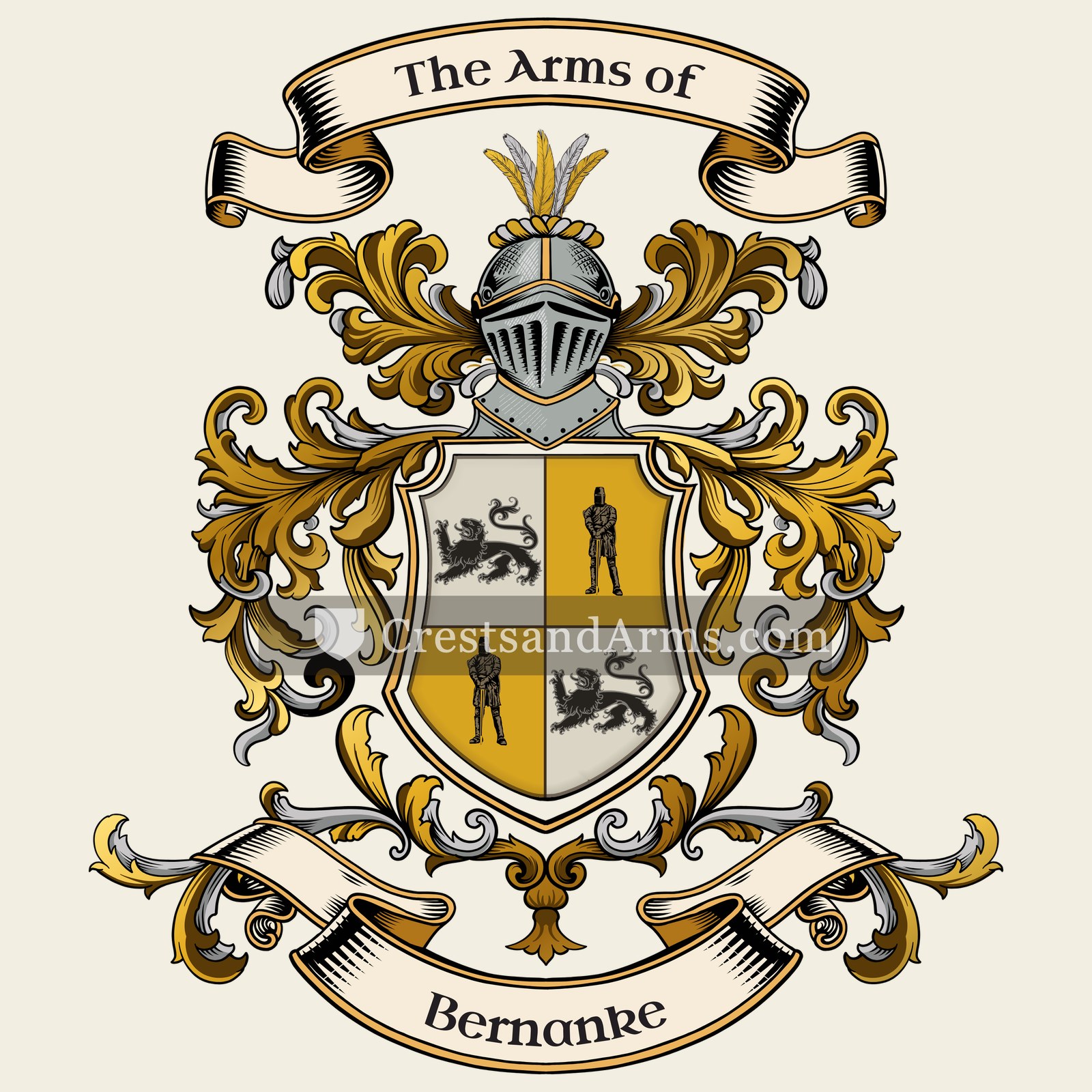 The Bernanke coat of arms, drawn from the recorded blazon