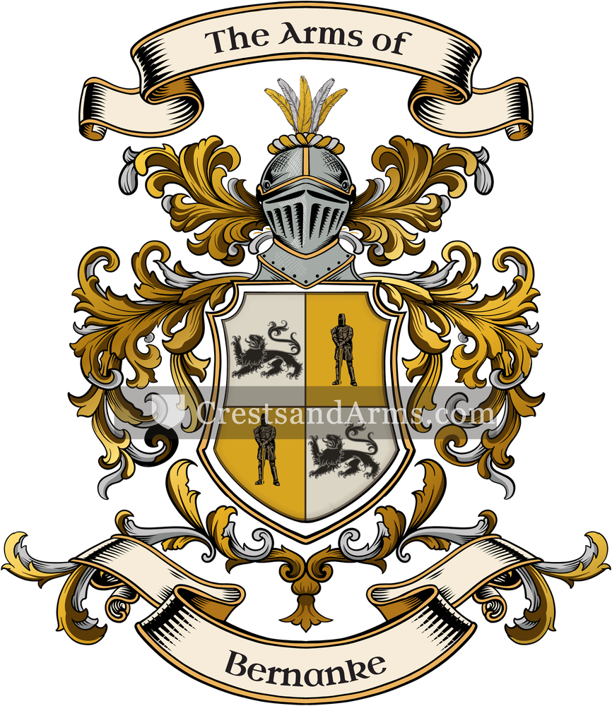 The Bernanke coat of arms, drawn from the recorded blazon