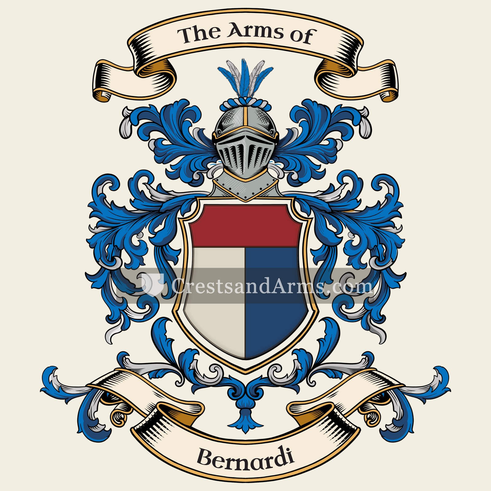 The Bernardi coat of arms, drawn from the recorded blazon