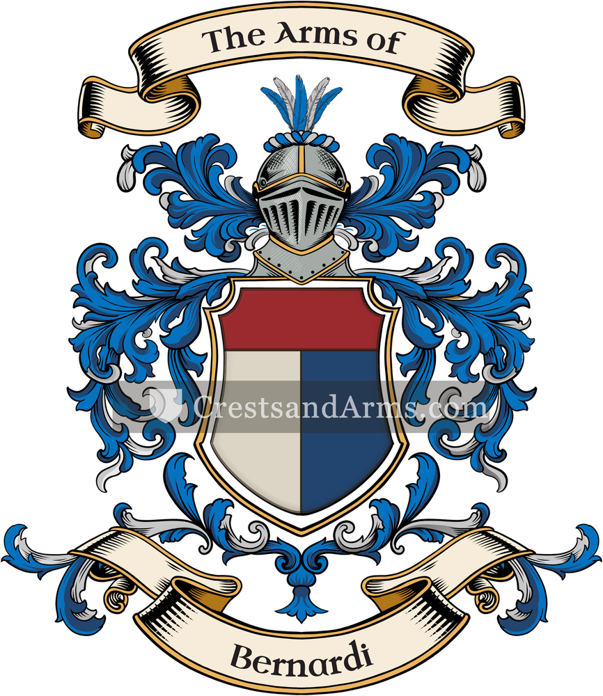 The Bernardi coat of arms, drawn from the recorded blazon