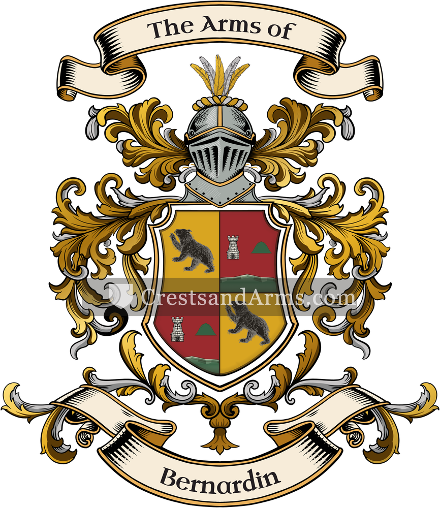 The Bernardin coat of arms, drawn from the recorded blazon
