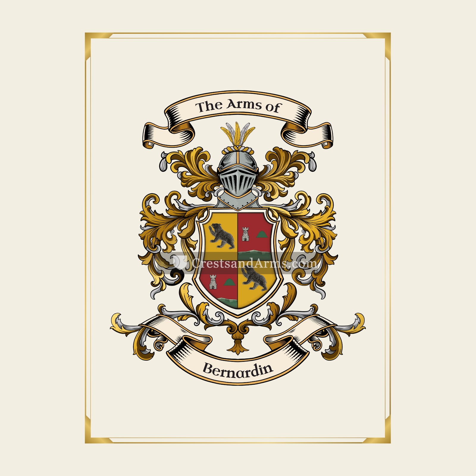 With gold border