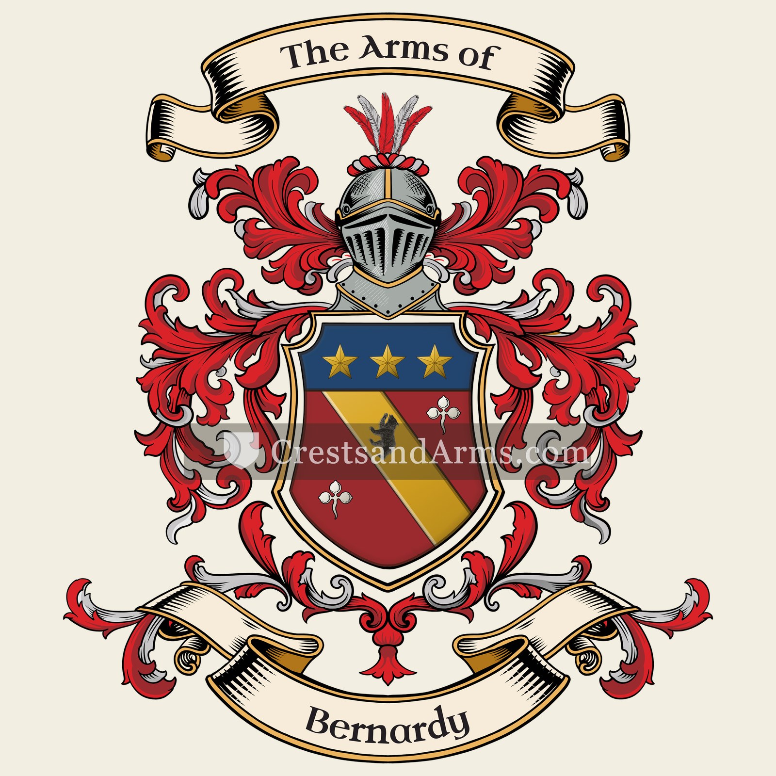 The Bernardy coat of arms, drawn from the recorded blazon